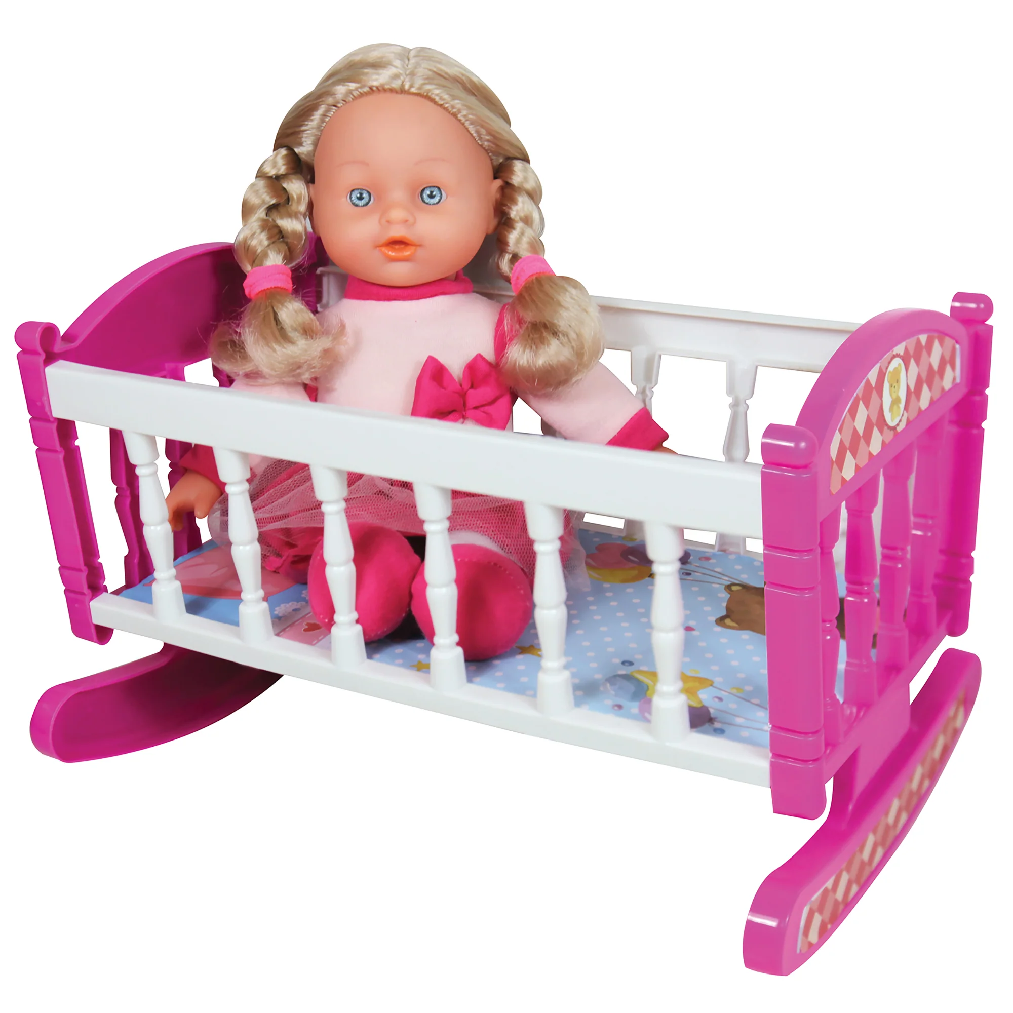 Adorable 12" Doll Playset with Stroller, Bed, and Highchair - Image 3