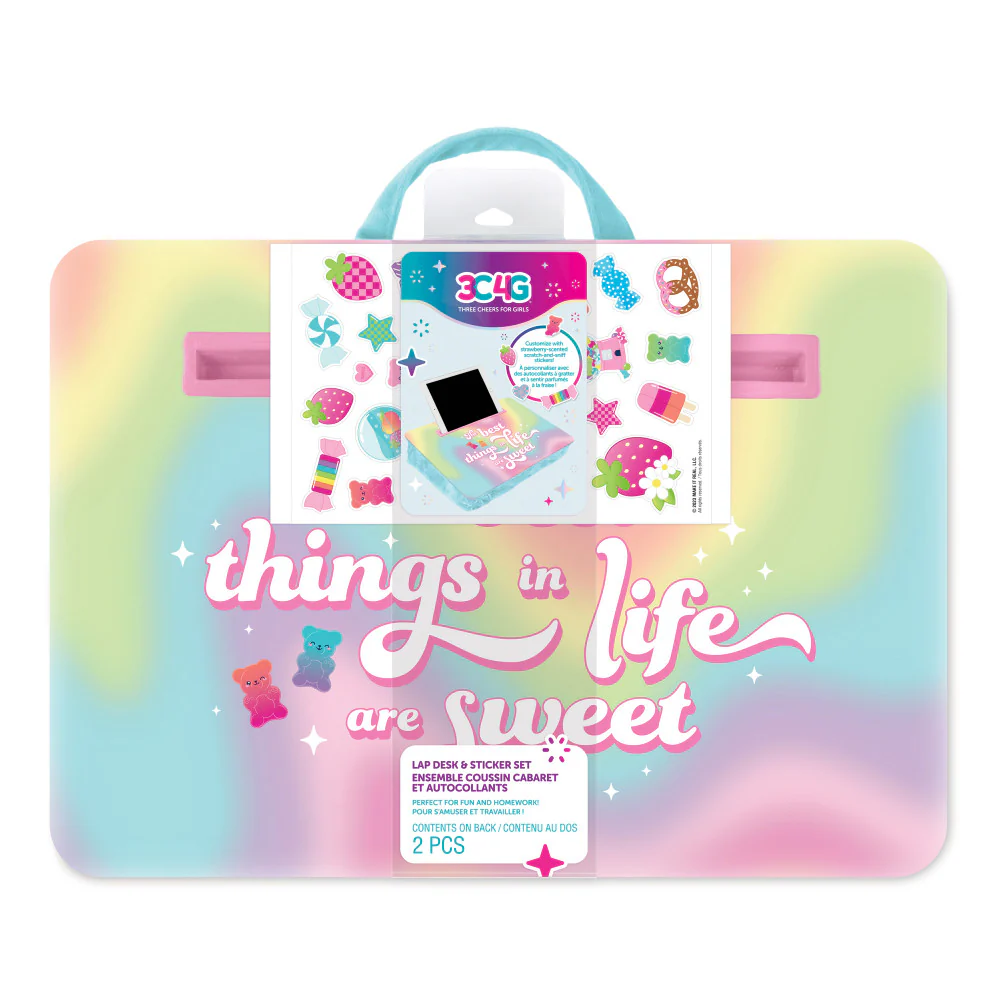 3C4G Life Is Sweet Portable Pillow Lap Desk with Sticker Set for Kids