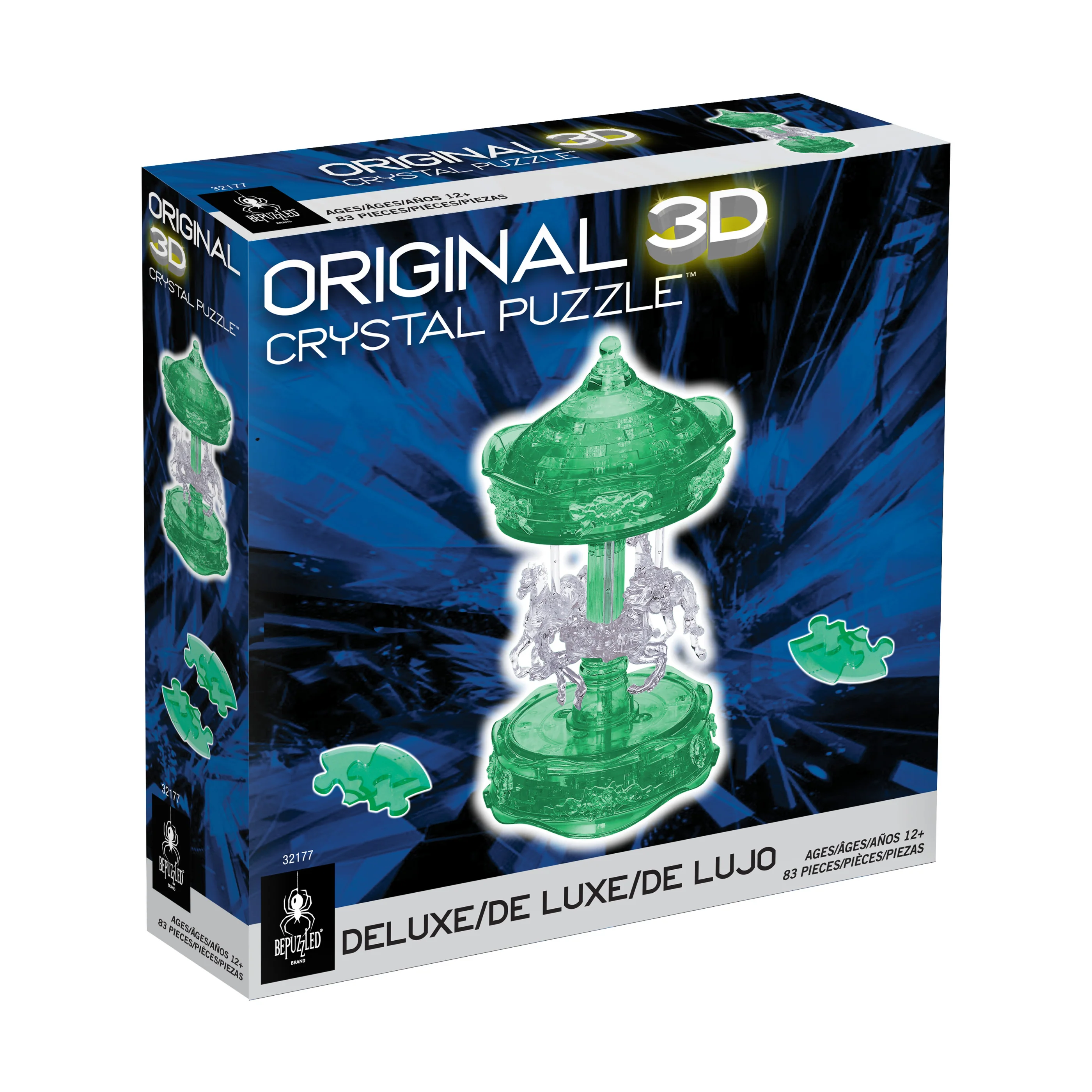 BePuzzled 3D Crystal Carousel Puzzle - Enchanting Green/White, 83 Pieces - Image 2