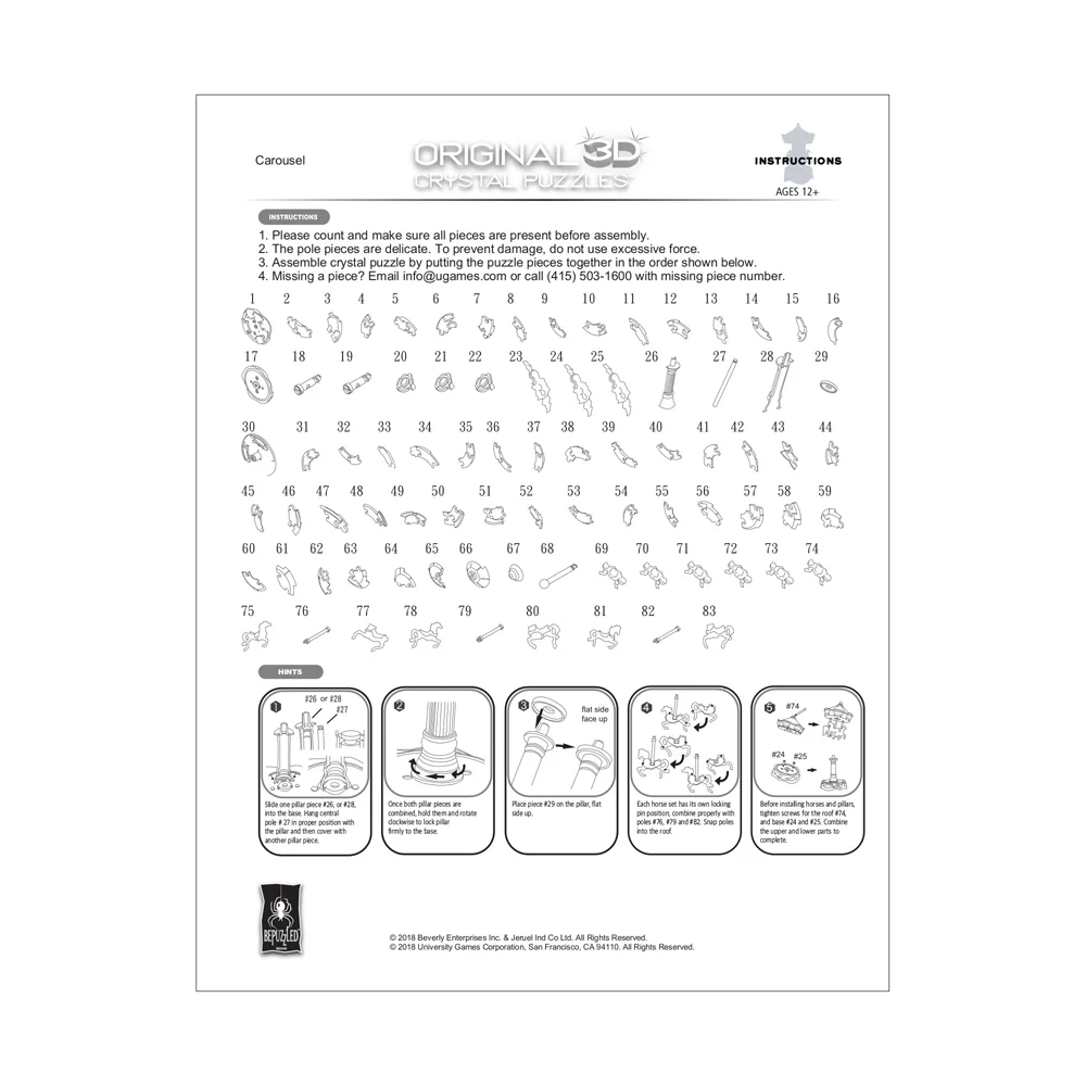 BePuzzled Carousel 3D Crystal Puzzle - 83 pc - Image 3