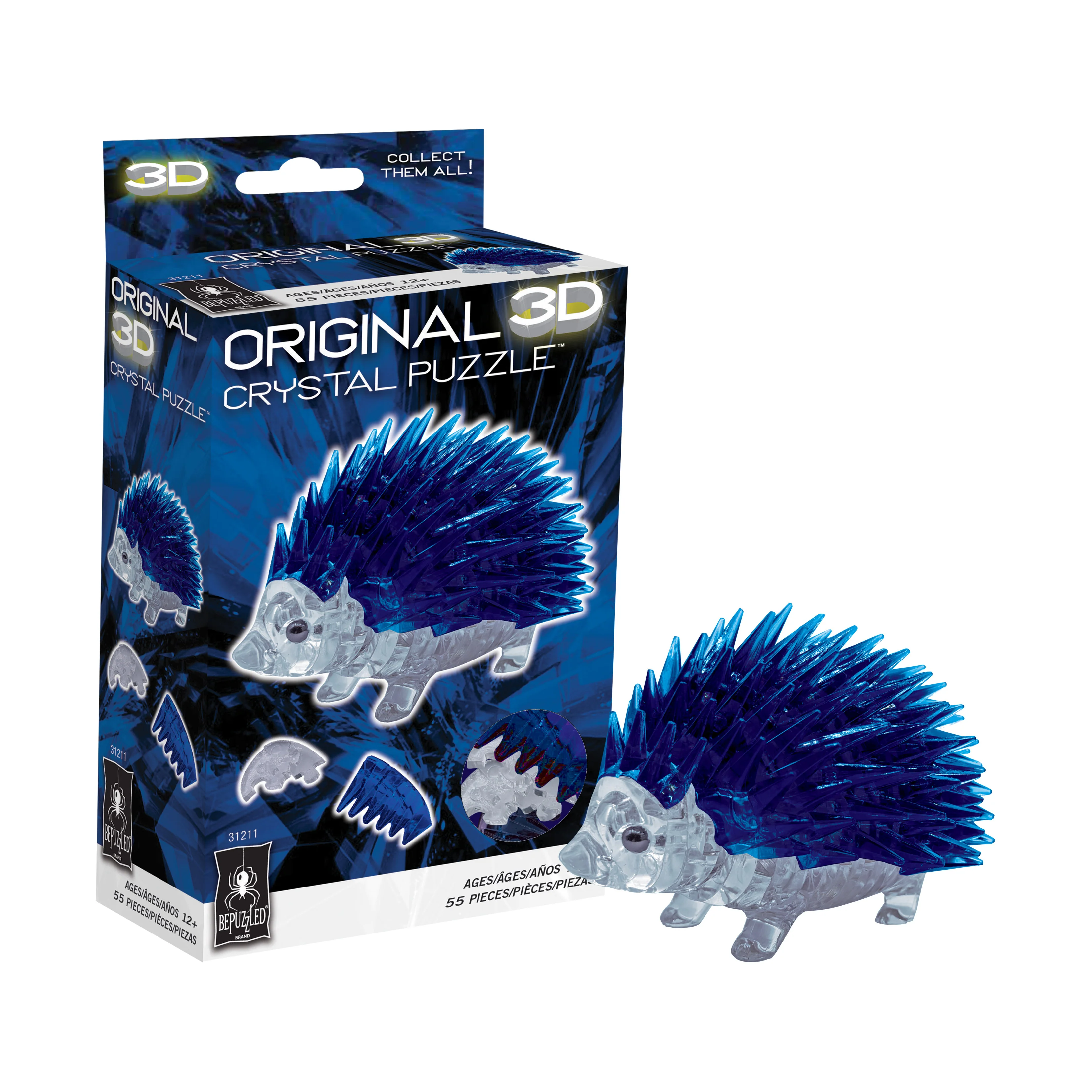 Blue Hedgehog 3D Crystal Puzzle - 55 Interlocking Pieces - Image 4