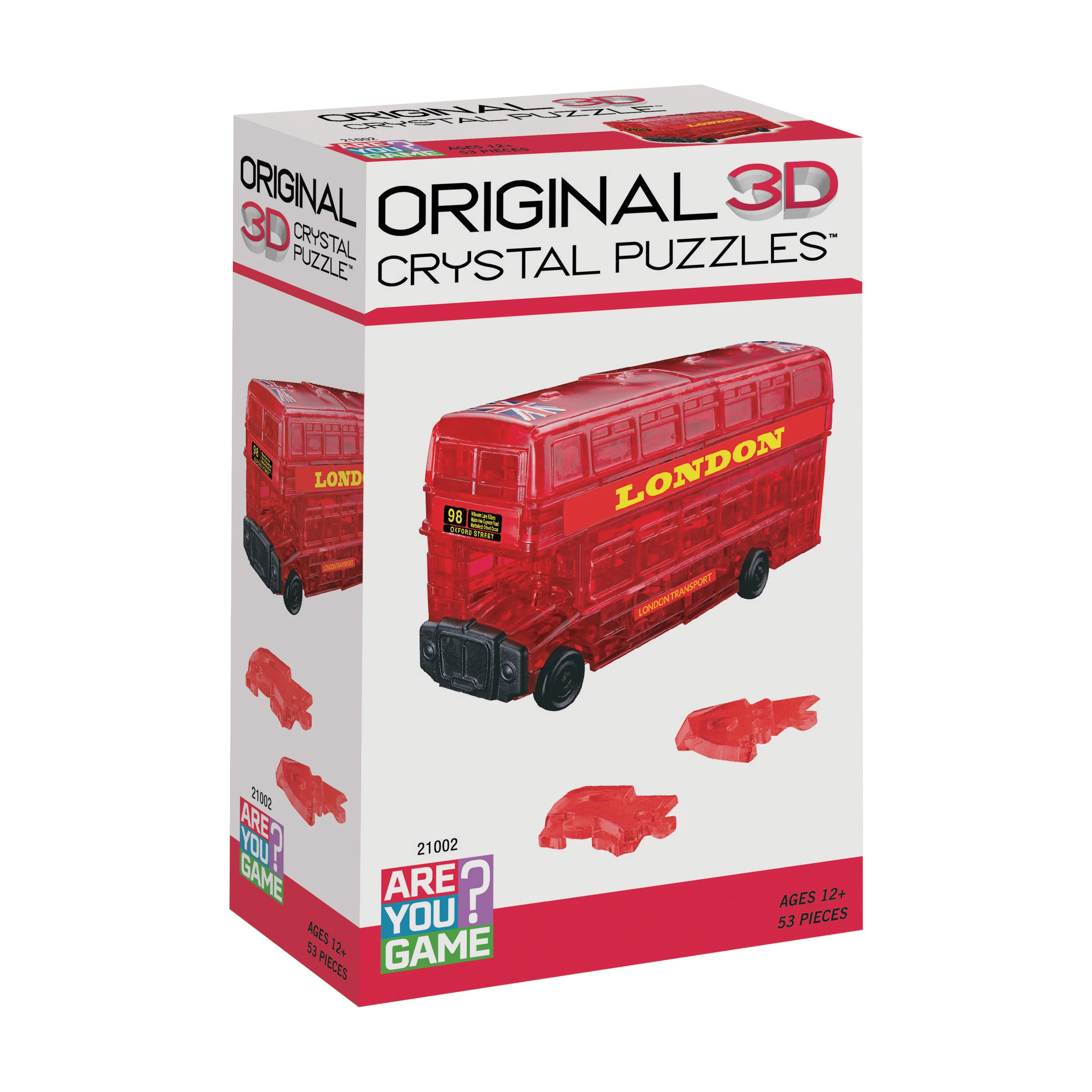 Charming London Bus 3D Crystal Puzzle - Radiant Red, 53 Pieces - Image 2