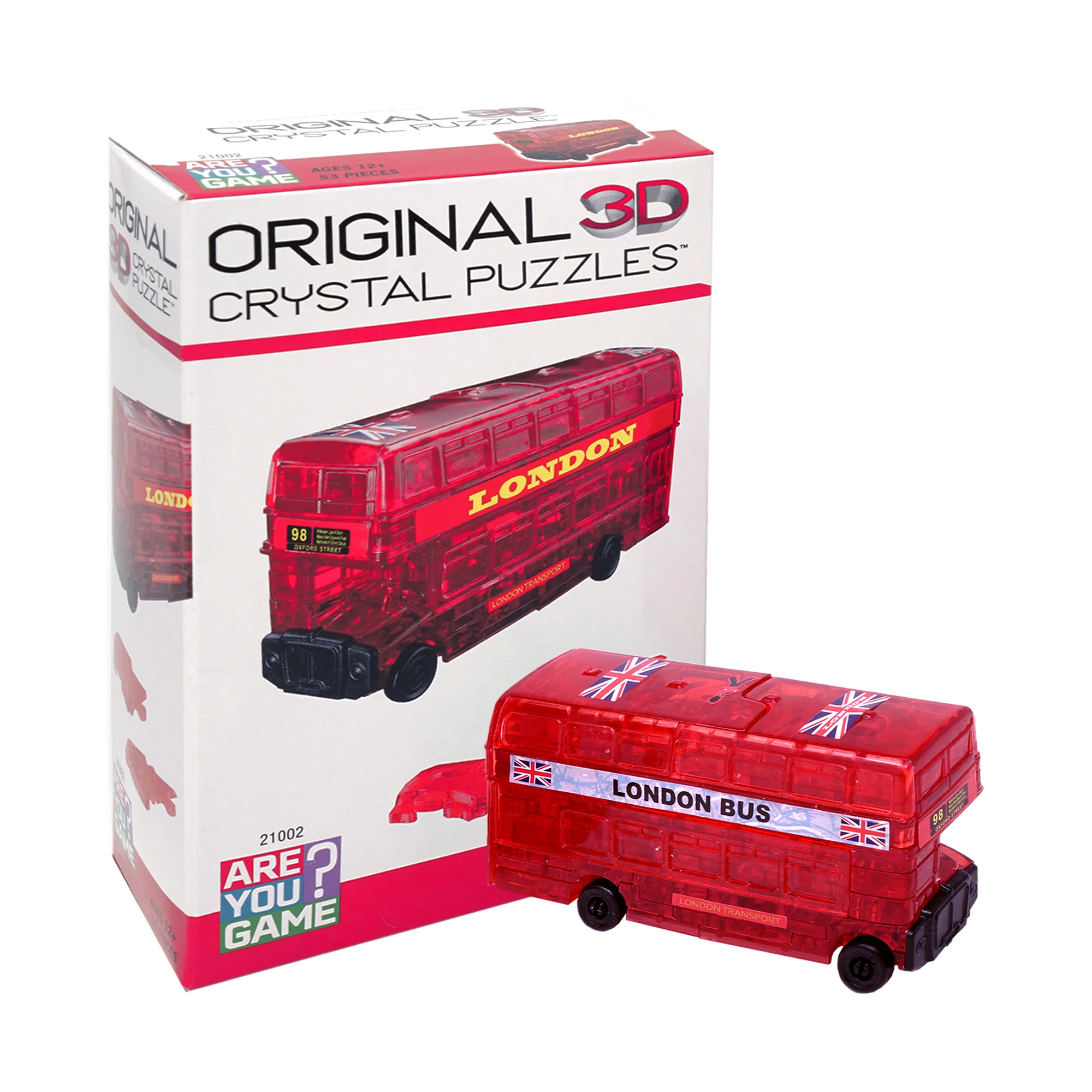 Charming London Bus 3D Crystal Puzzle - Radiant Red, 53 Pieces - Image 3