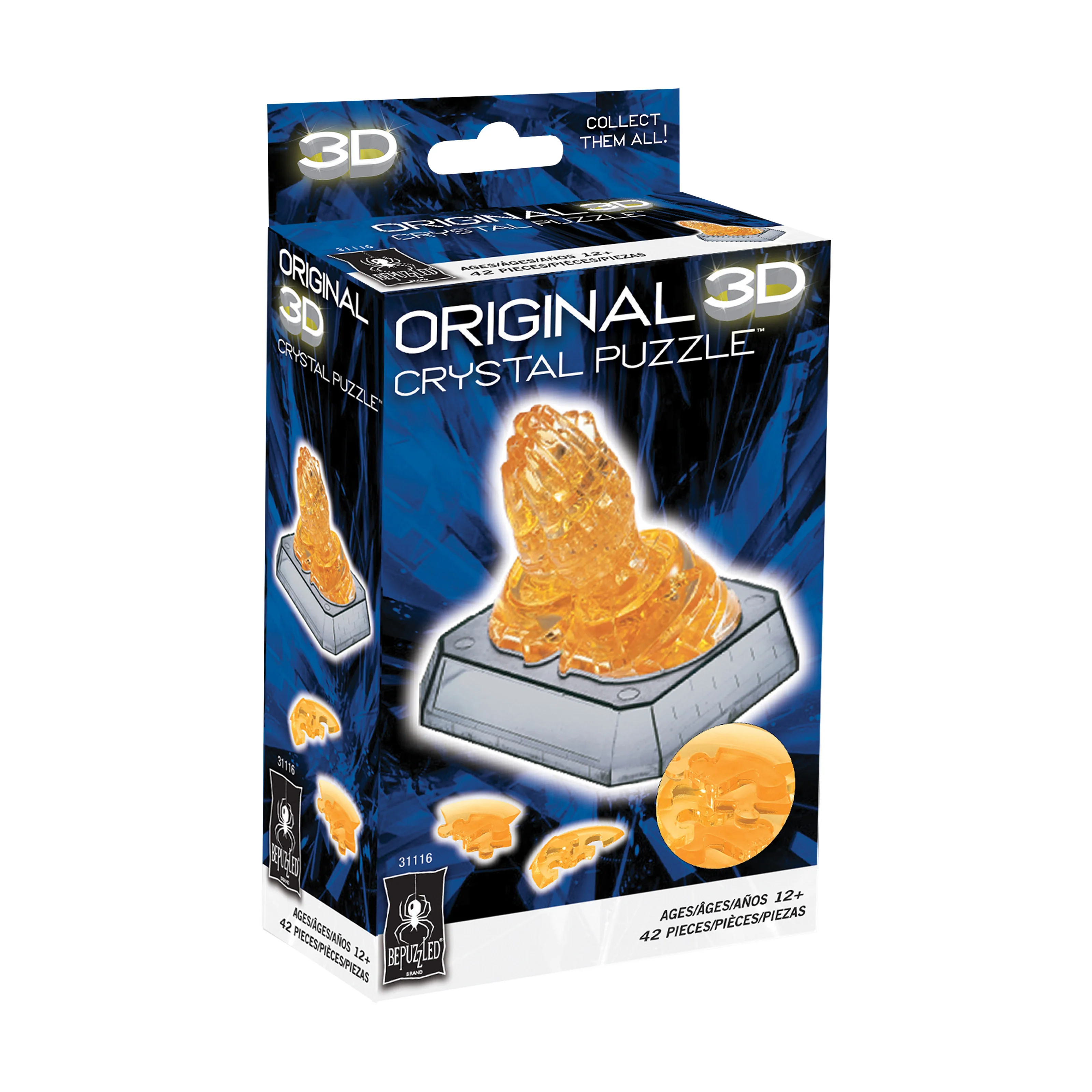 3D Crystal Puzzle - Praying Hands Brainteaser - 42 pc - Image 2
