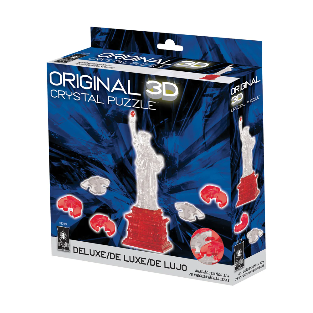 BePuzzled Statue of Liberty 3D Crystal Puzzle - 78 pcs, Clear/Red - Image 2
