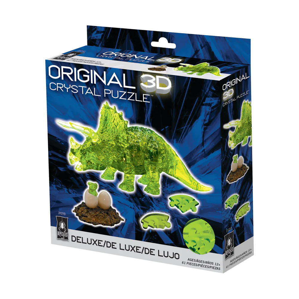 3D Crystal Puzzle - Triceratops & Baby: Enigmatic 61 Piece Set - Image 2