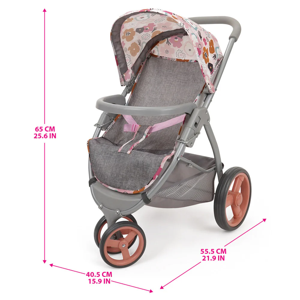 509 Crew Melange Flora Mabelle 3-Wheel Doll Jogger Stroller, Ages 3+ - Image 2