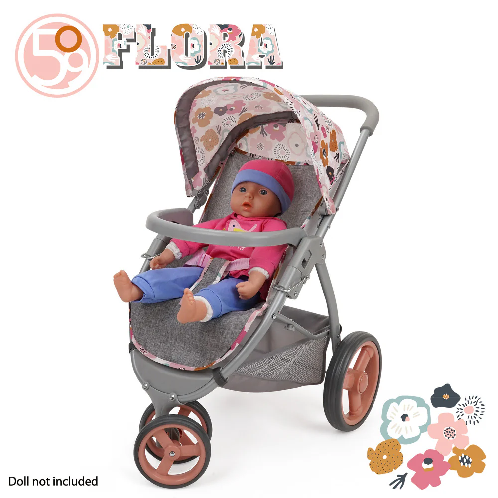 509 Crew Melange Flora Mabelle 3-Wheel Doll Jogger Stroller, Ages 3+ - Image 5