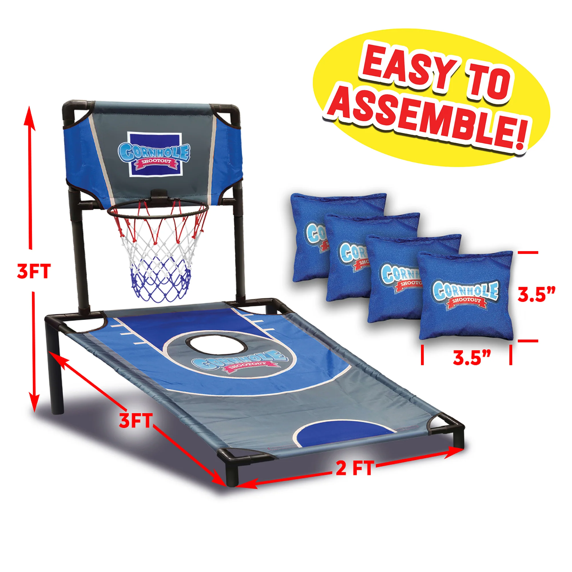 ABetter Design Cornhole Shootout: Basketball & Bean Bag Toss Combo, Ages 6+ - Image 3