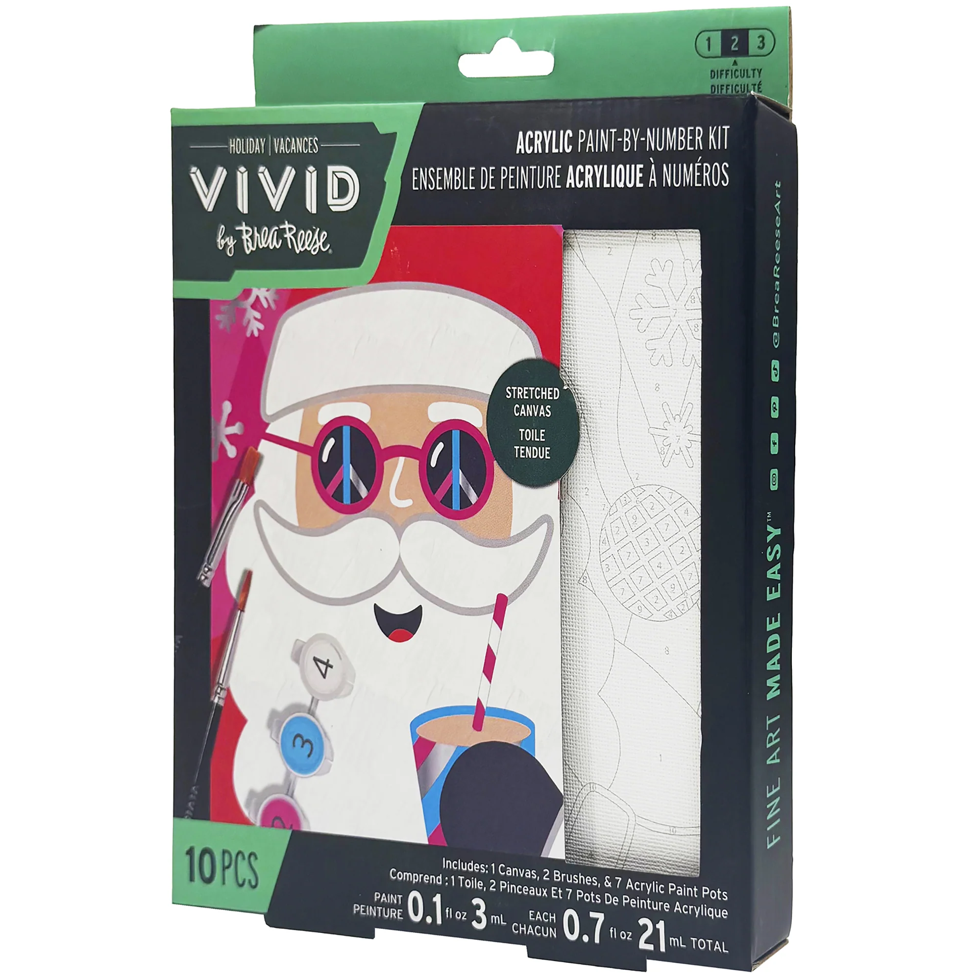 Vivid By Brea Reese Groovy Santa Acrylic Paint-By-Number Kit - Image 5