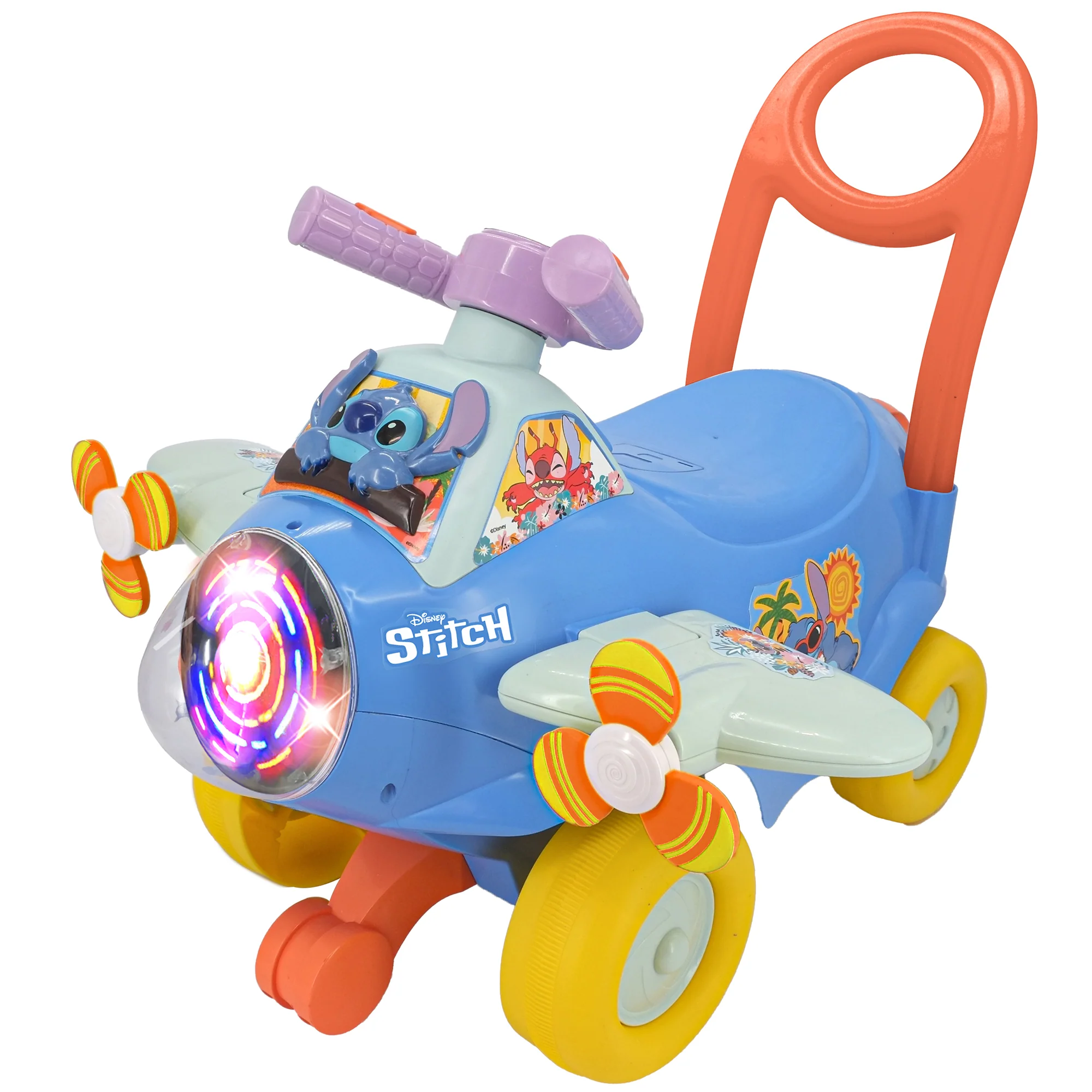 Disney Stitch Spinning Light Plane Ride-On With Sounds And Push Handle - Image 2