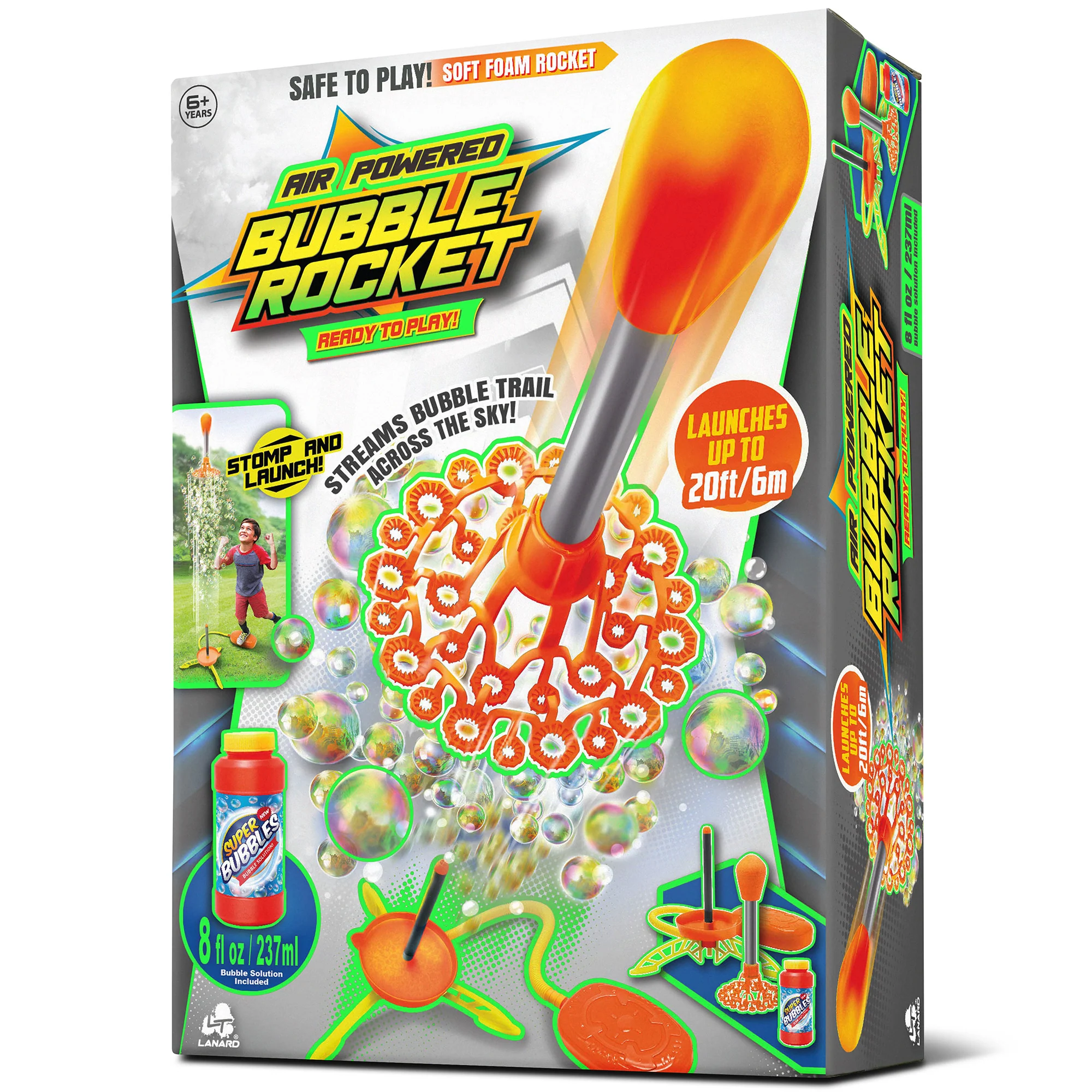Air Powered Bubble Rocket Stomp Launcher Outdoor Toy