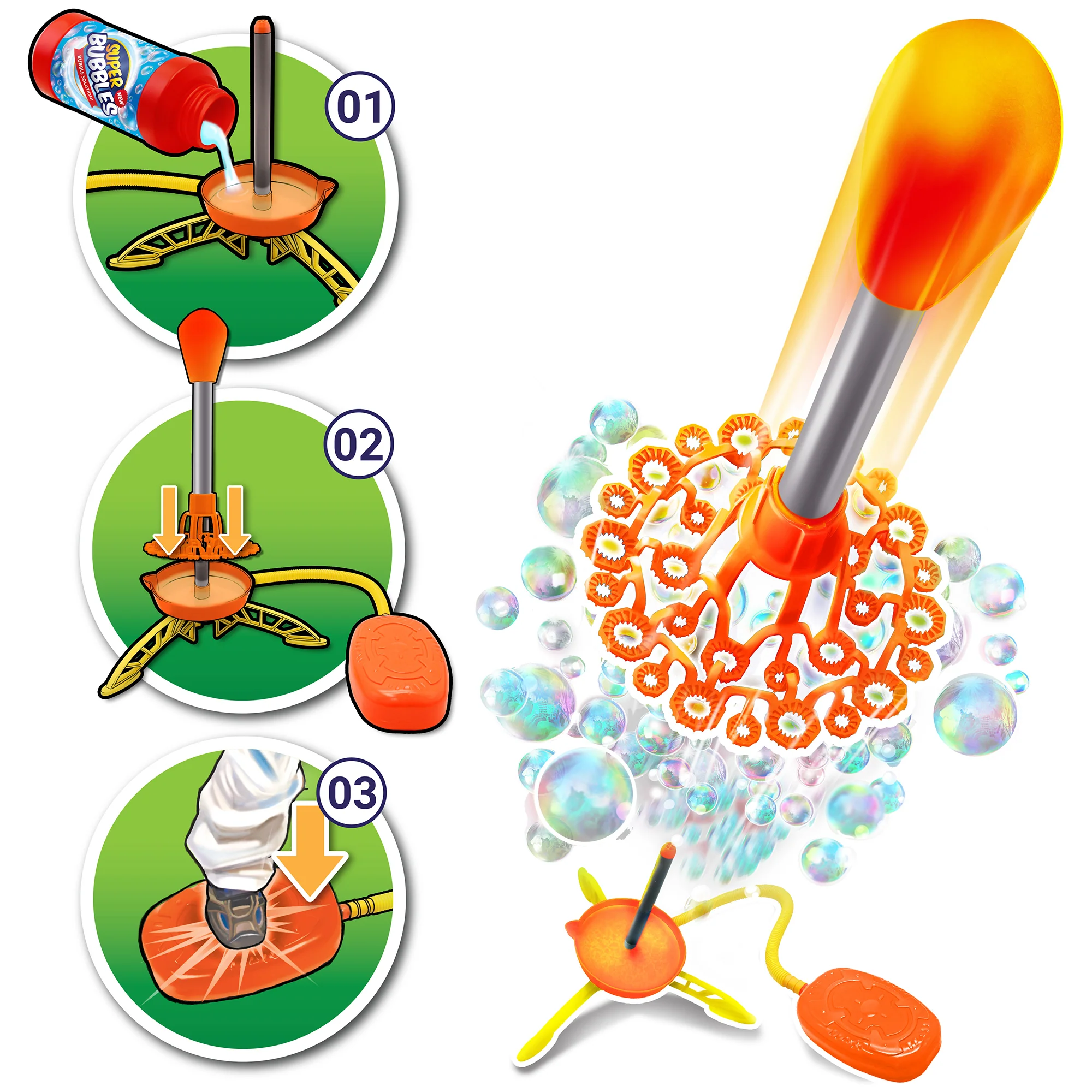 Air Powered Bubble Rocket Stomp Launcher Outdoor Toy - Image 3