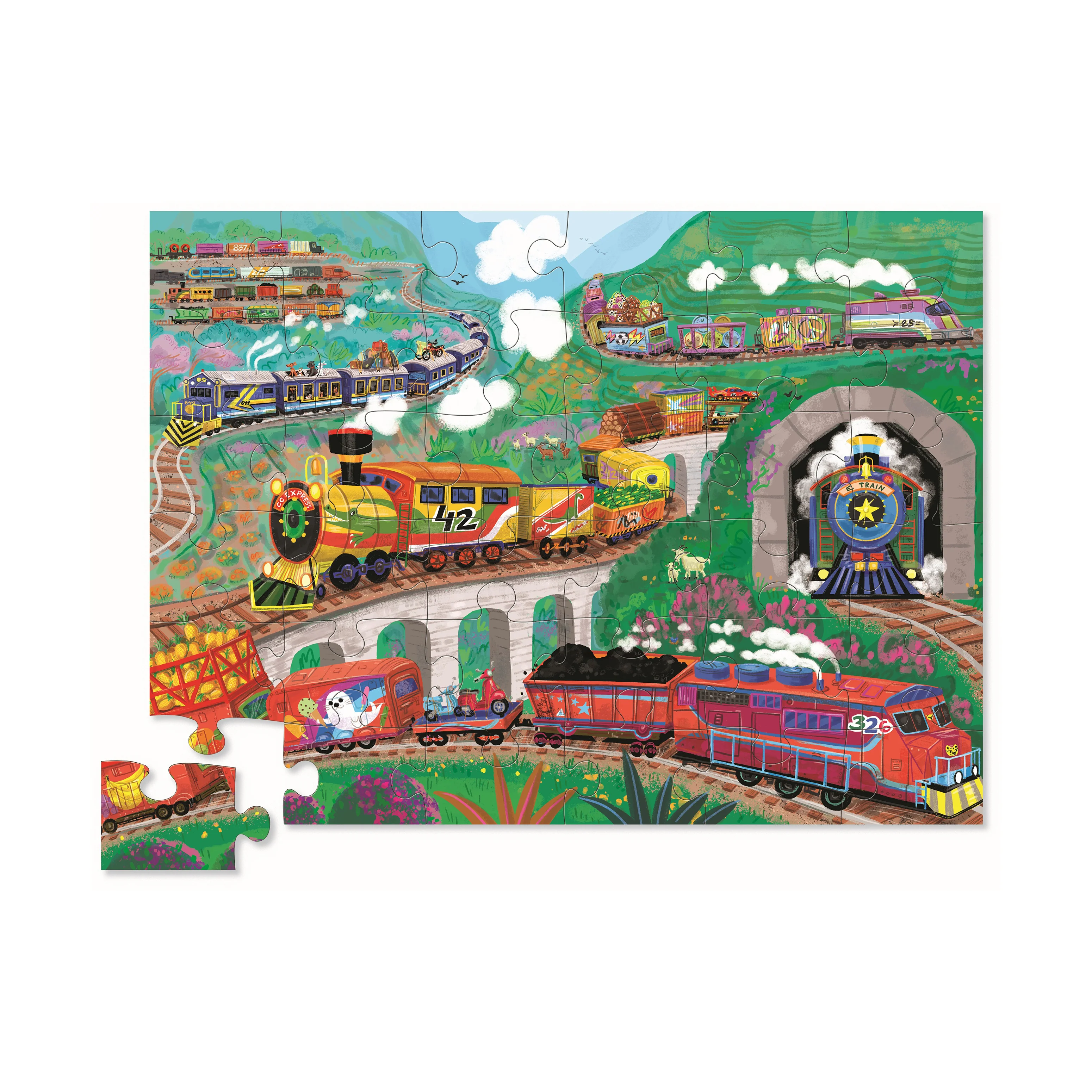 All Aboard! Vibrant Train Floor Puzzle - 36 pc - Image 2