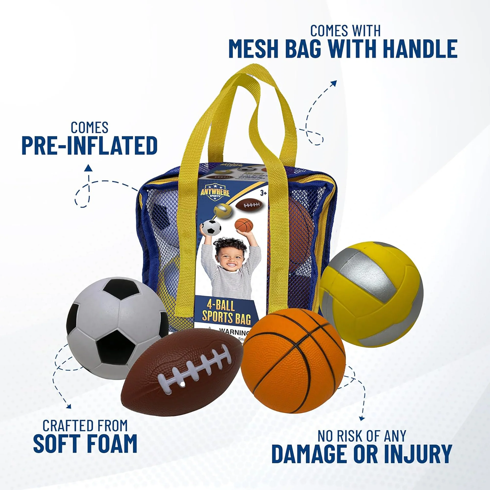 Anywhere Sports Mini Foam Balls 4-Pack Play Set for Kids 3+ - Image 5