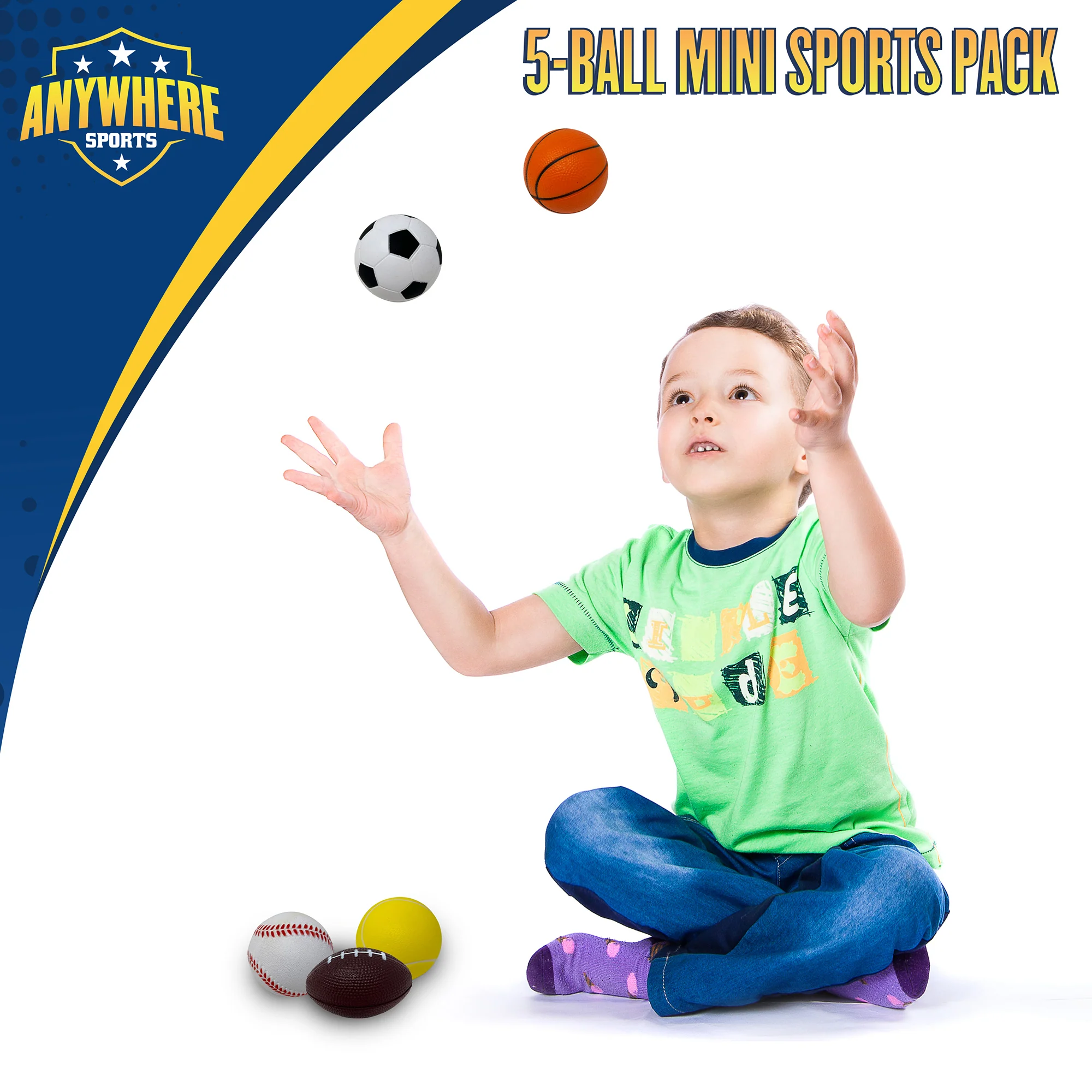 Anywhere Sports 5-Ball Mini Sports Pack: Foam Balls for Kids 3+ - Image 3