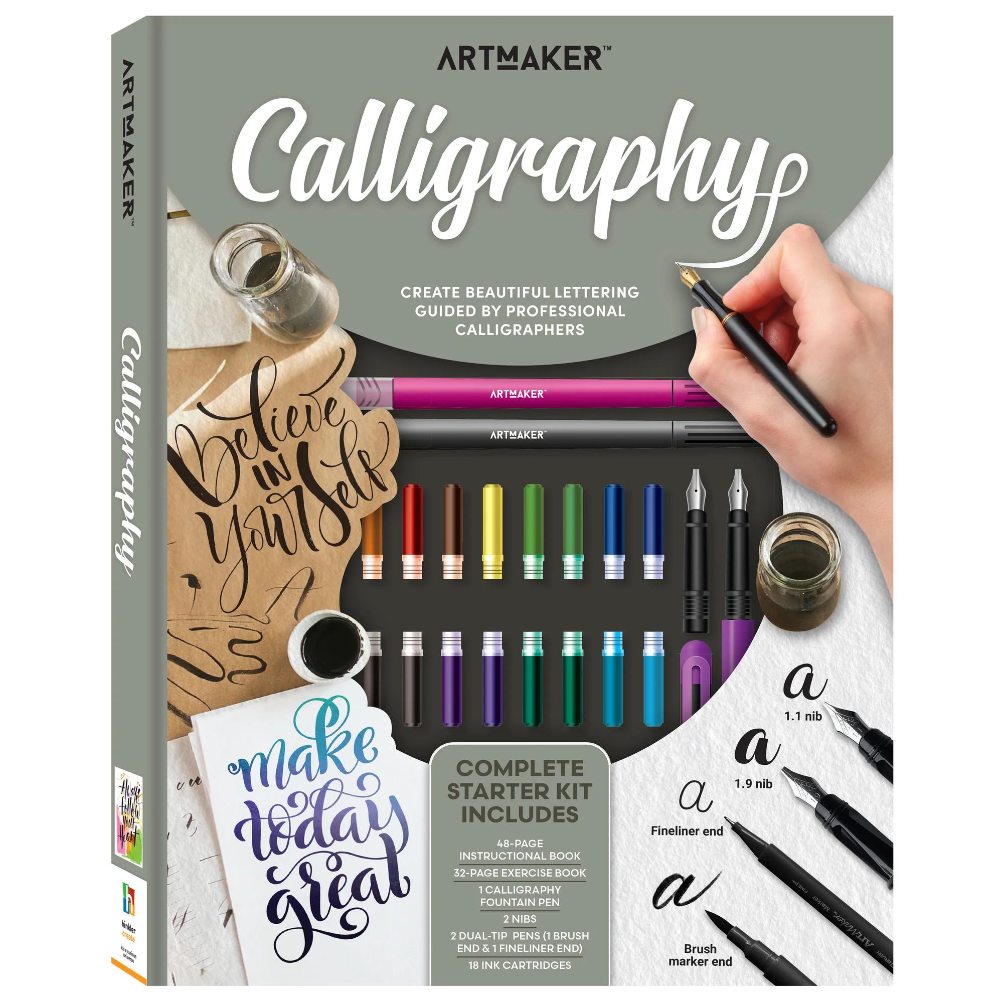 Art Maker Studio Calligraphy Kit With Fountain Pen And 48-Page Guide
