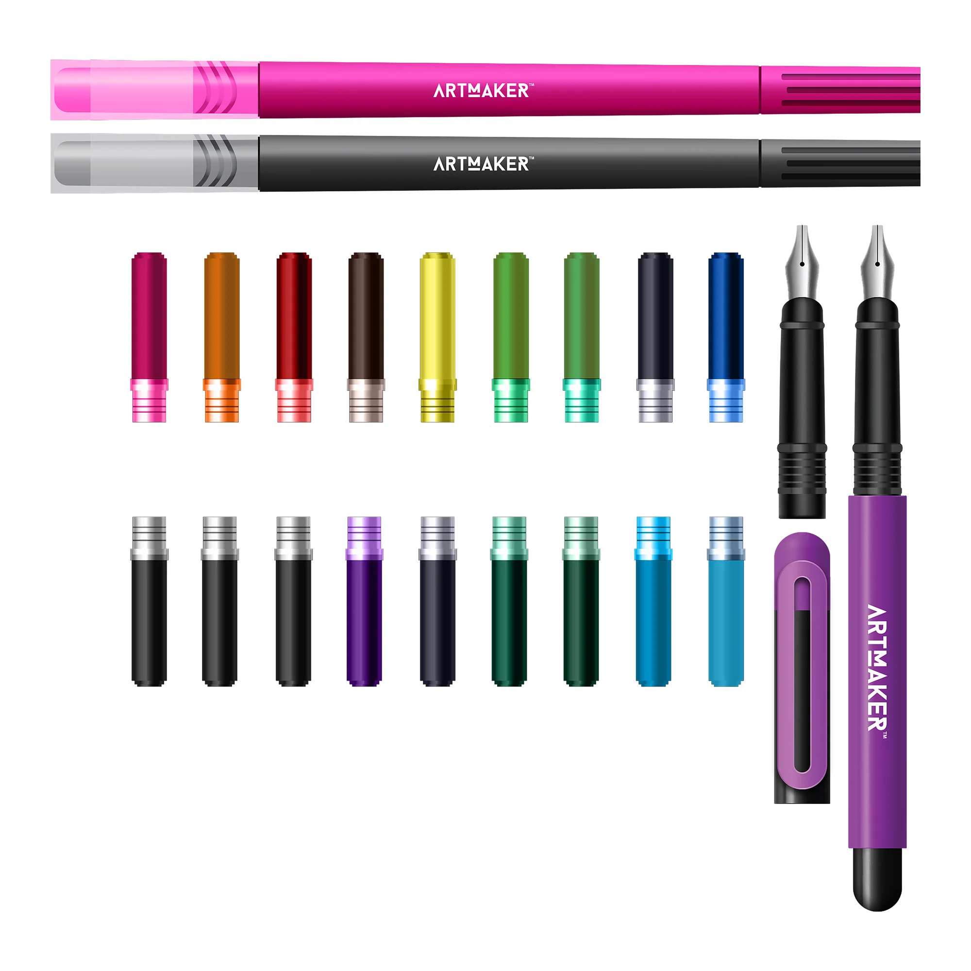 Art Maker Studio Calligraphy Kit With Fountain Pen And 48-Page Guide - Image 2
