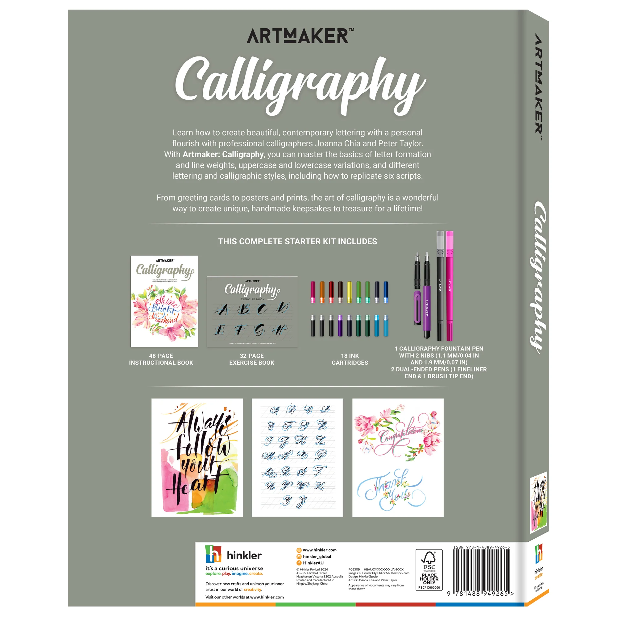 Art Maker Studio Calligraphy Kit With Fountain Pen And 48-Page Guide - Image 3