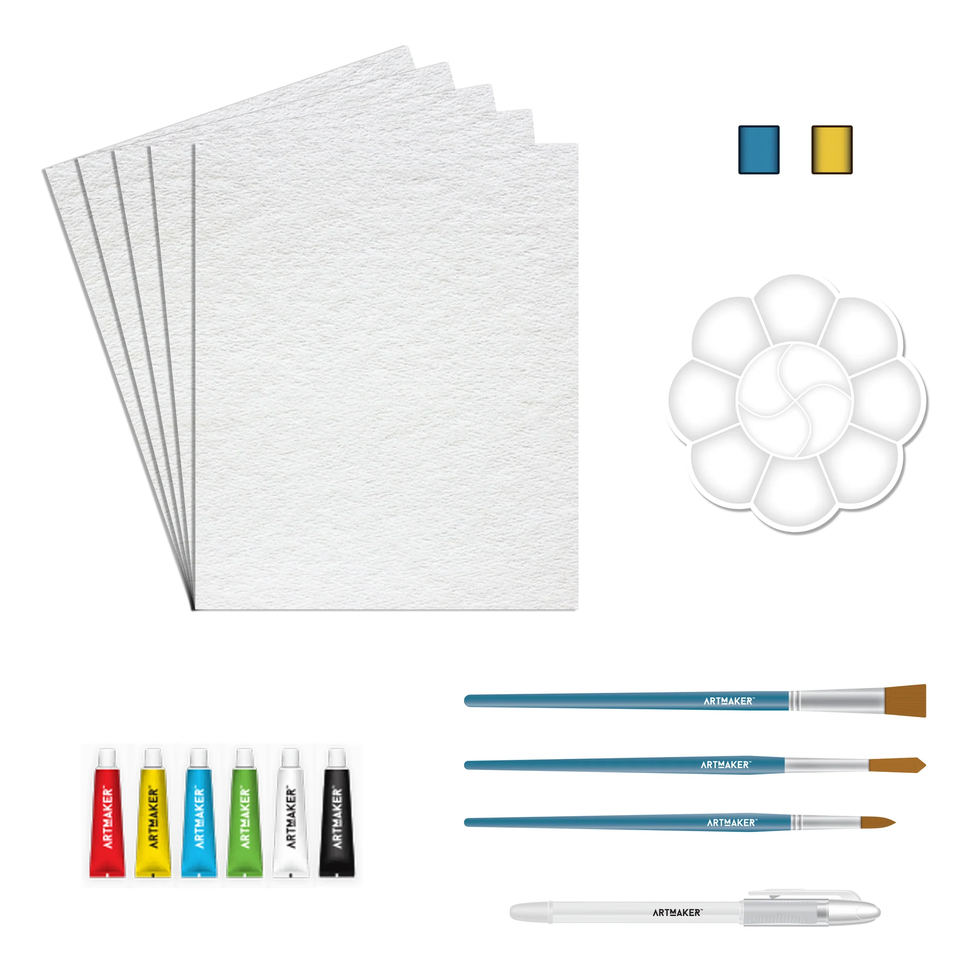 Art Maker Watercolor Painting Kit With 48-Page Book And 6 Paint Tubes - Image 2