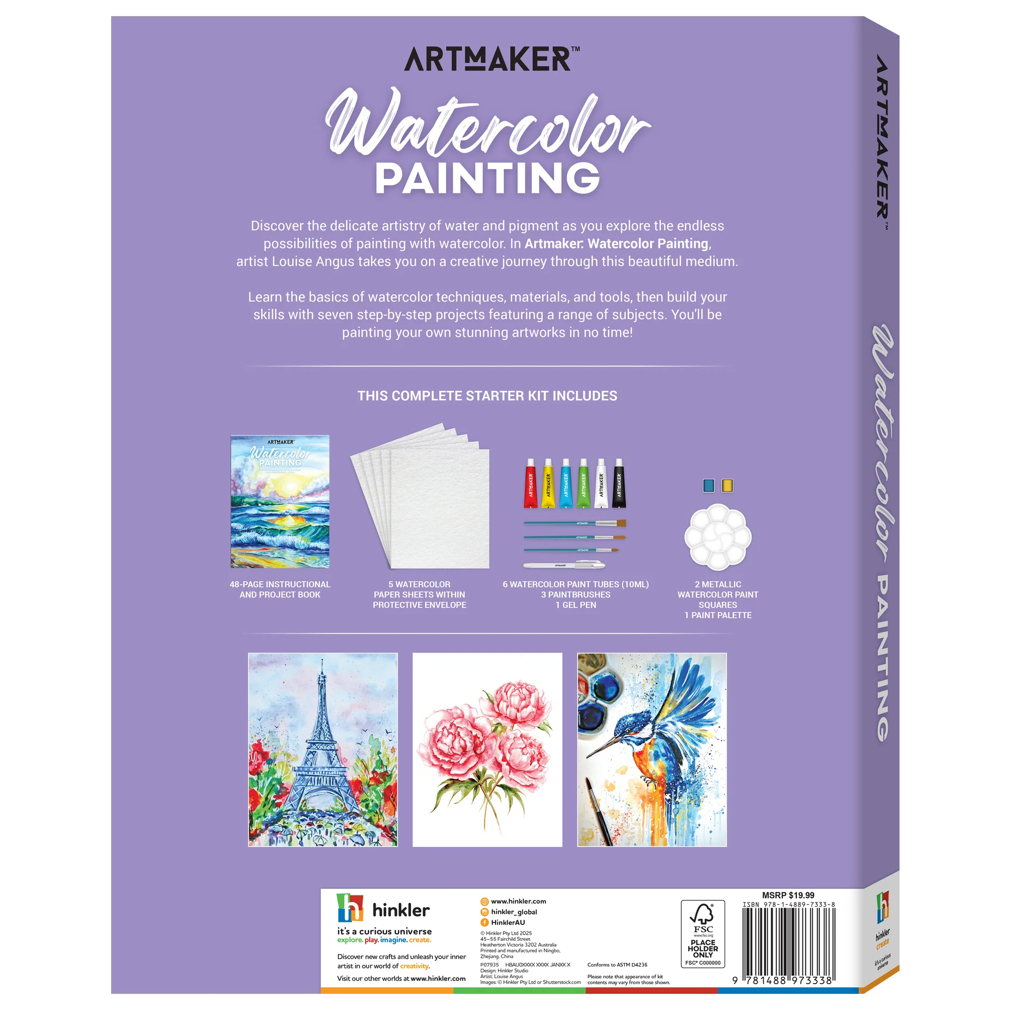 Art Maker Watercolor Painting Kit With 48-Page Book And 6 Paint Tubes - Image 3