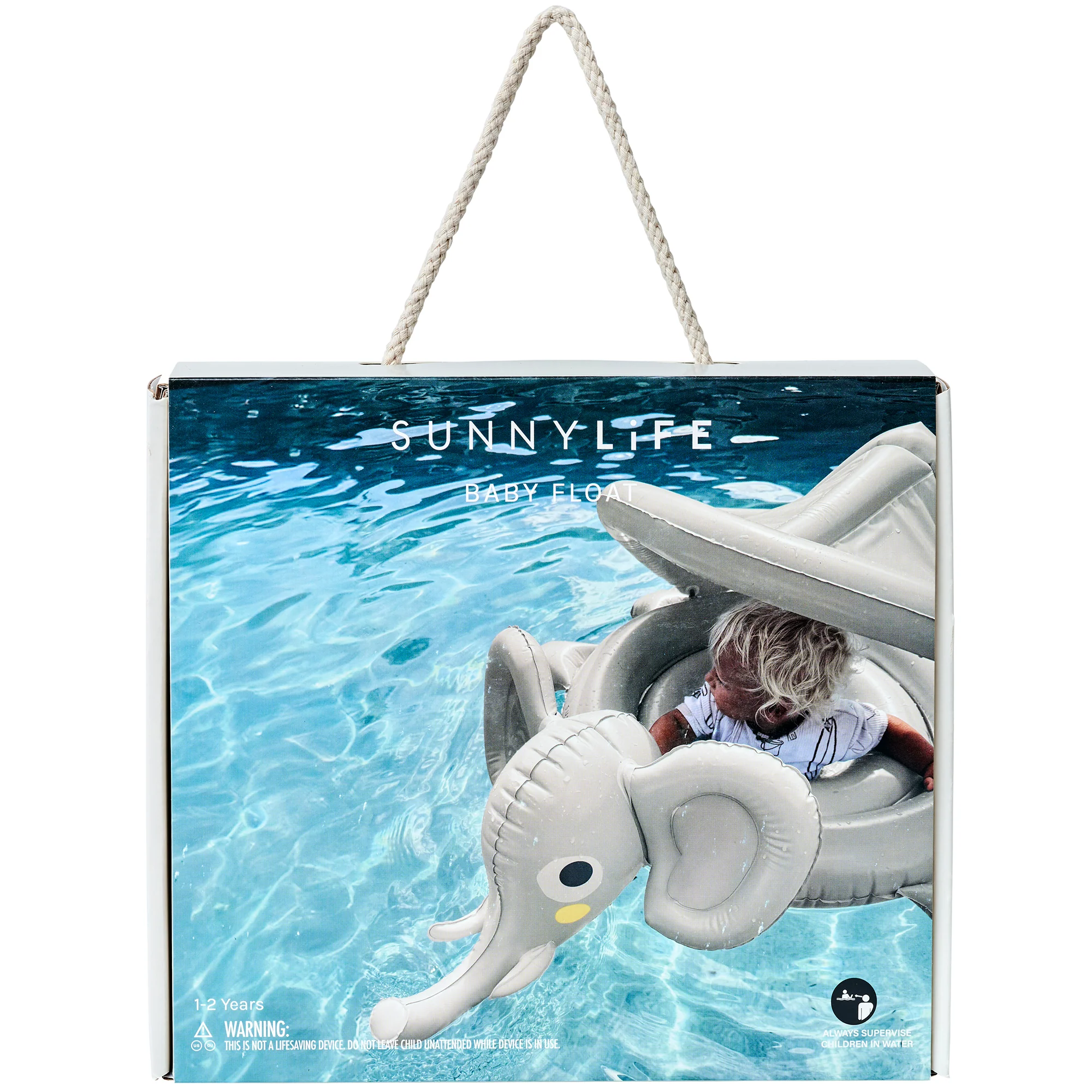 Sunnylife Eli The Elephant Baby Float With Canopy - Grey - Image 2
