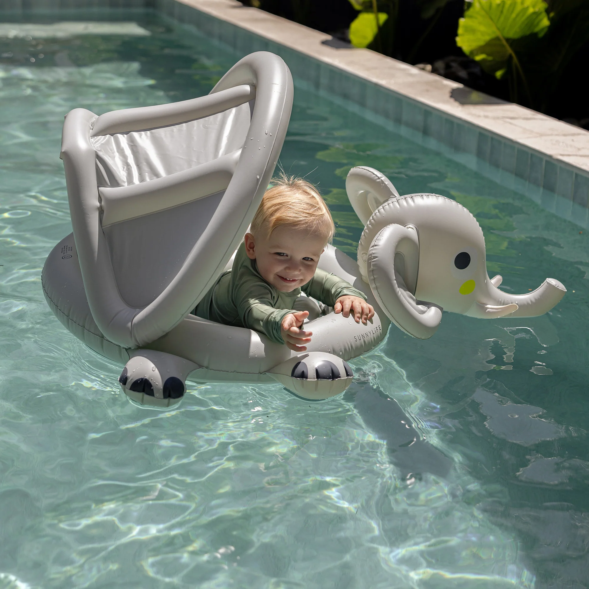 Sunnylife Eli The Elephant Baby Float With Canopy - Grey - Image 3