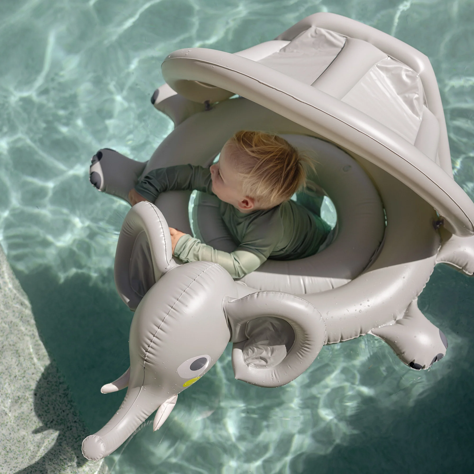 Sunnylife Eli The Elephant Baby Float With Canopy - Grey - Image 4