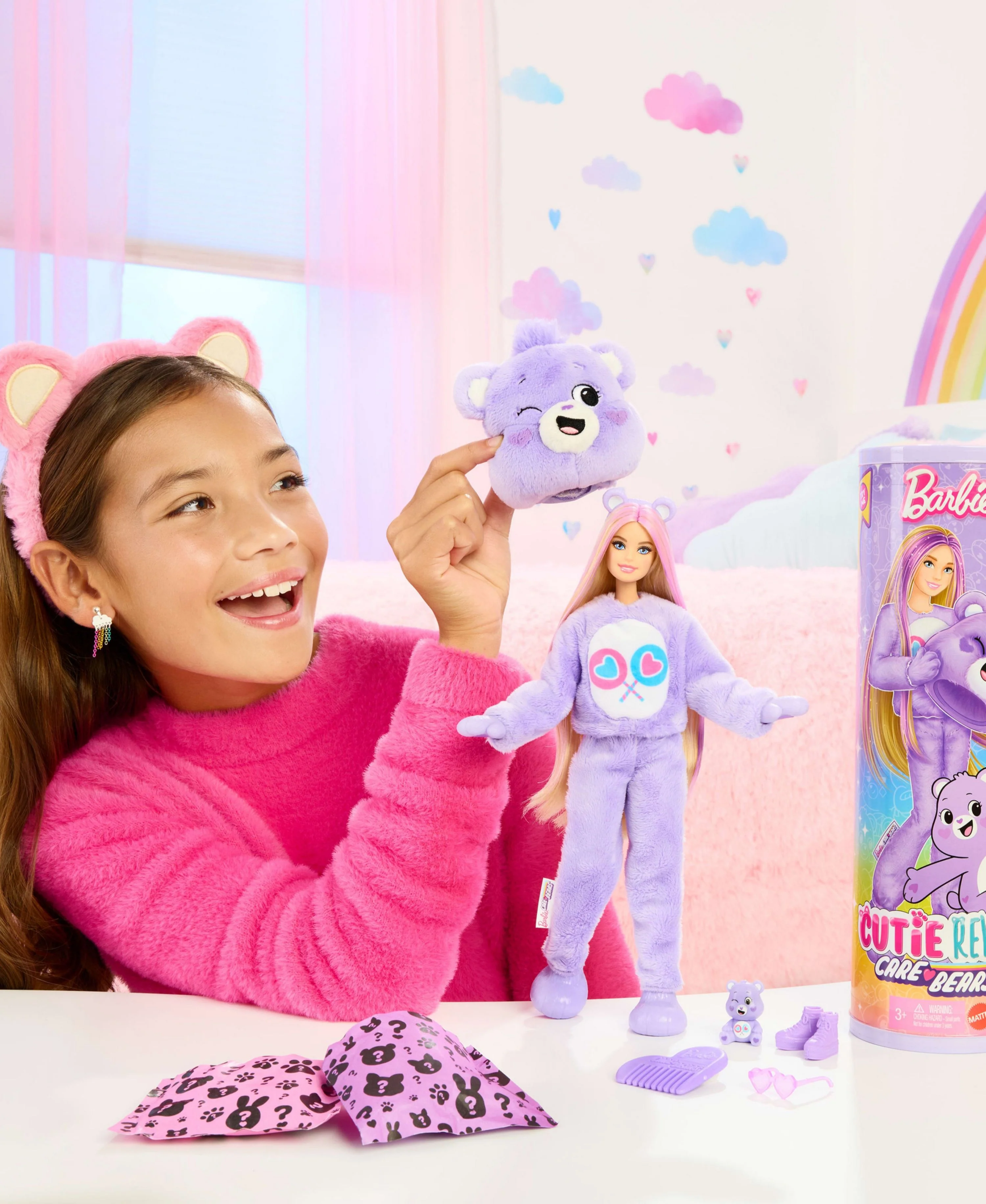 Barbie Cutie Reveal Care Bears Series Doll with Share Bear Plush Costume - Image 5