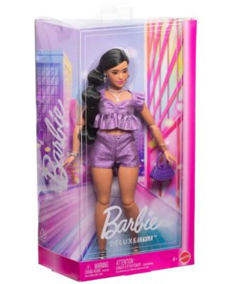 Barbie Deluxe Style Fashion Doll With Metallic Purple Top And Sparkly Shorts - Image 3