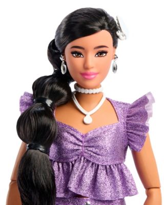 Barbie Deluxe Style Fashion Doll With Metallic Purple Top And Sparkly Shorts - Image 5