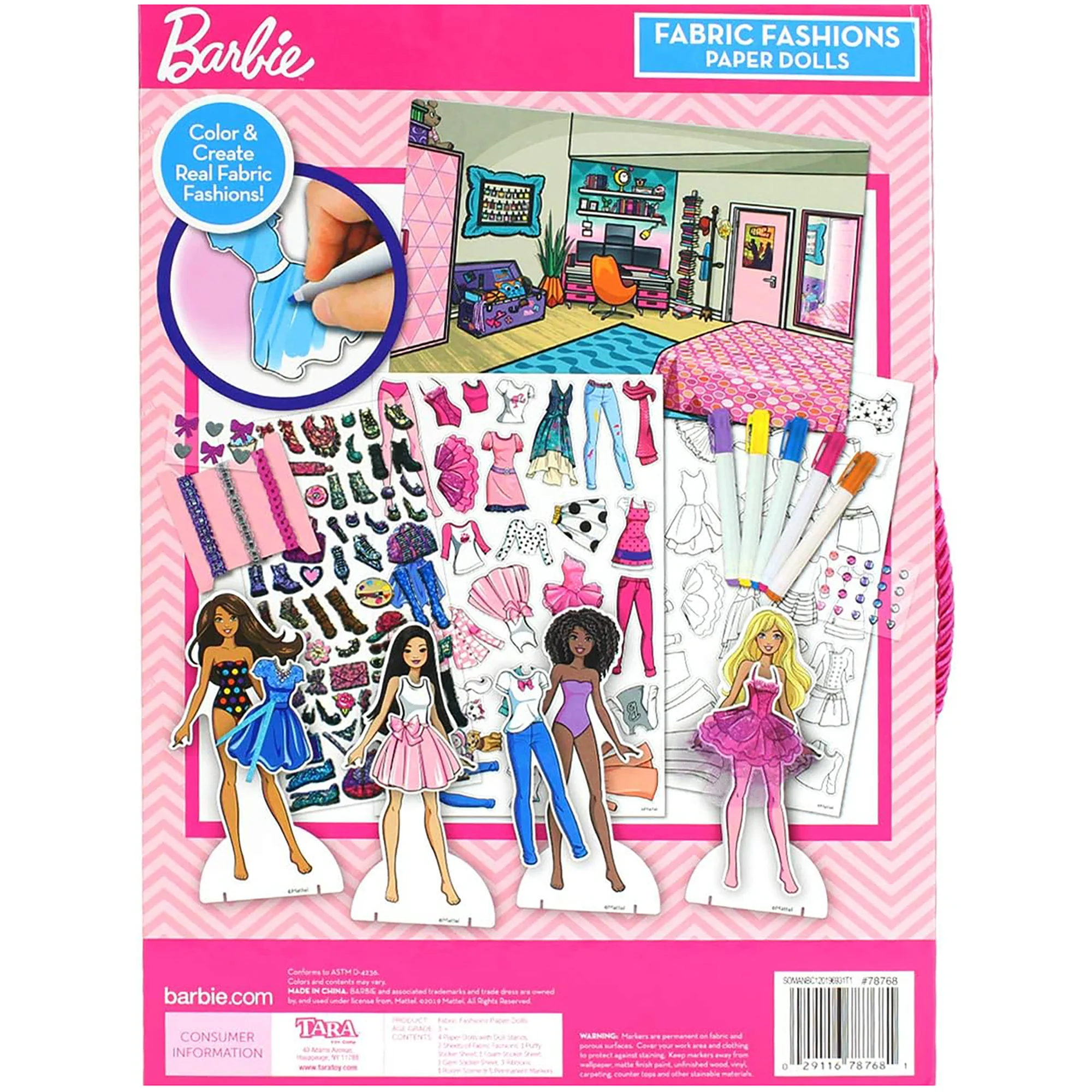 Barbie Fabric Fashions Paper Dolls Craft Set With 4 Dolls And Accessories - Image 2