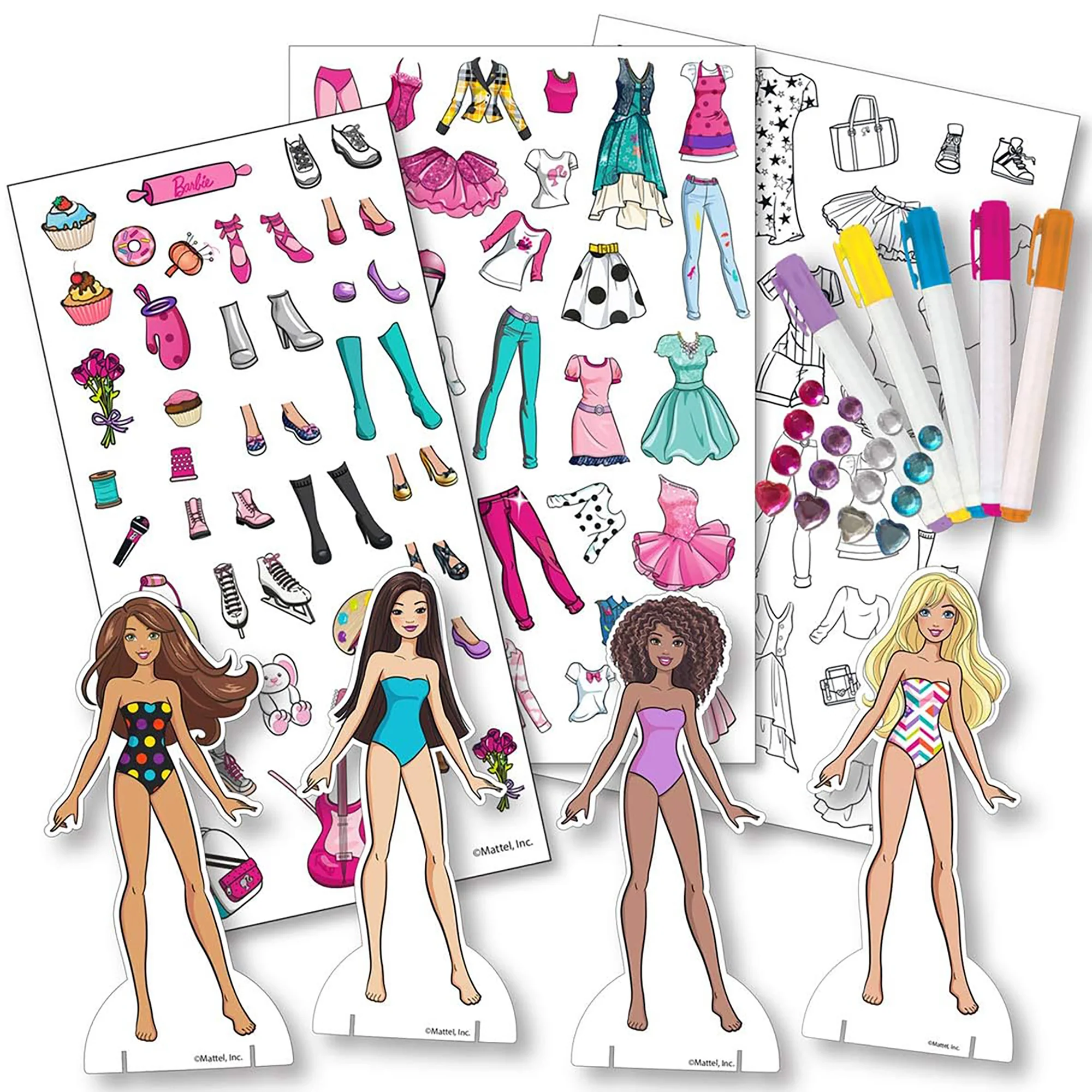 Barbie Fabric Fashions Paper Dolls Craft Set With 4 Dolls And Accessories - Image 3