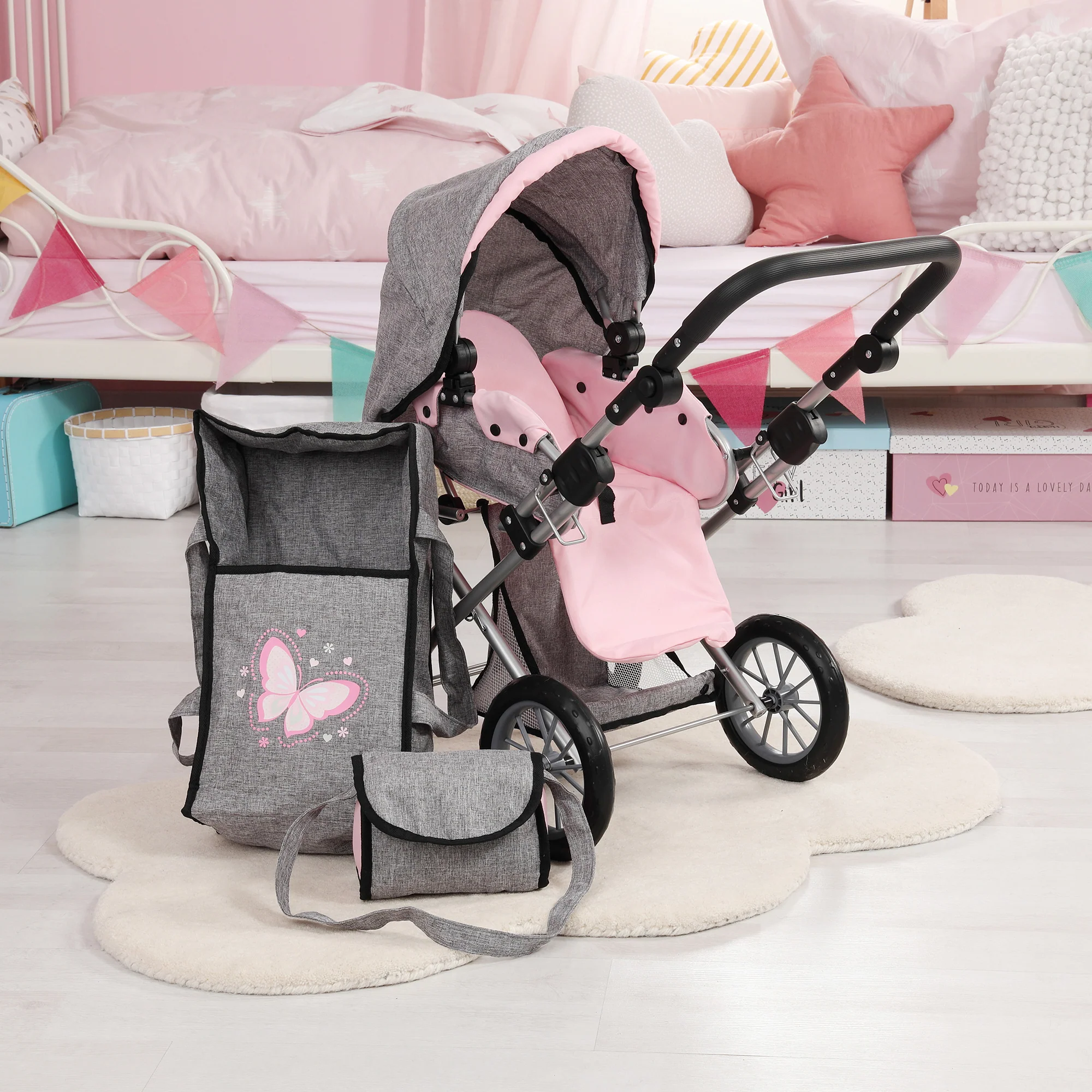 Bayer Design City Star Doll Pram, Convertible Stroller for Dolls Up to 18 Inches - Image 4