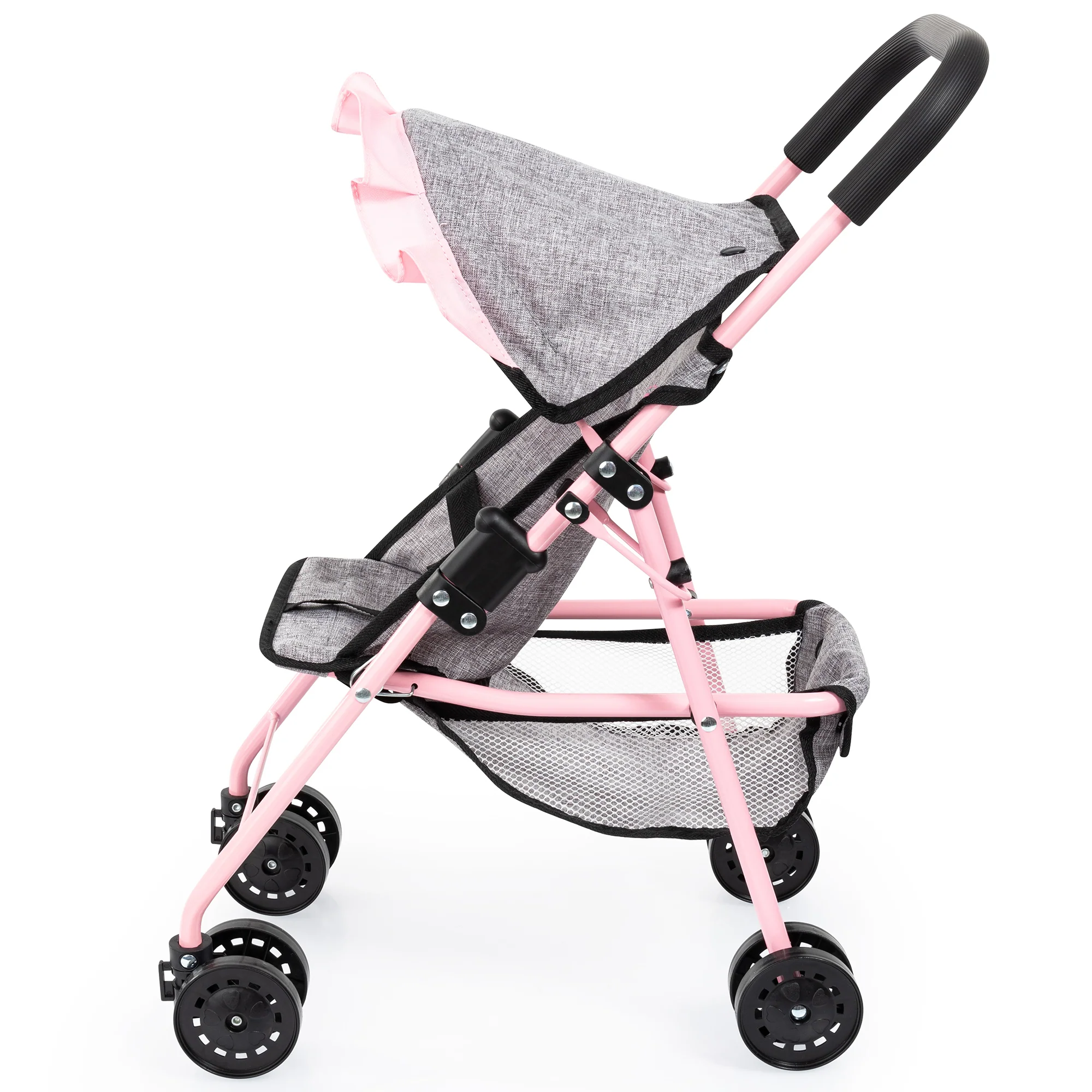 Bayer Design Doll Buggy - Play Stroller, Grey with Pink Butterfly Motif - Image 3
