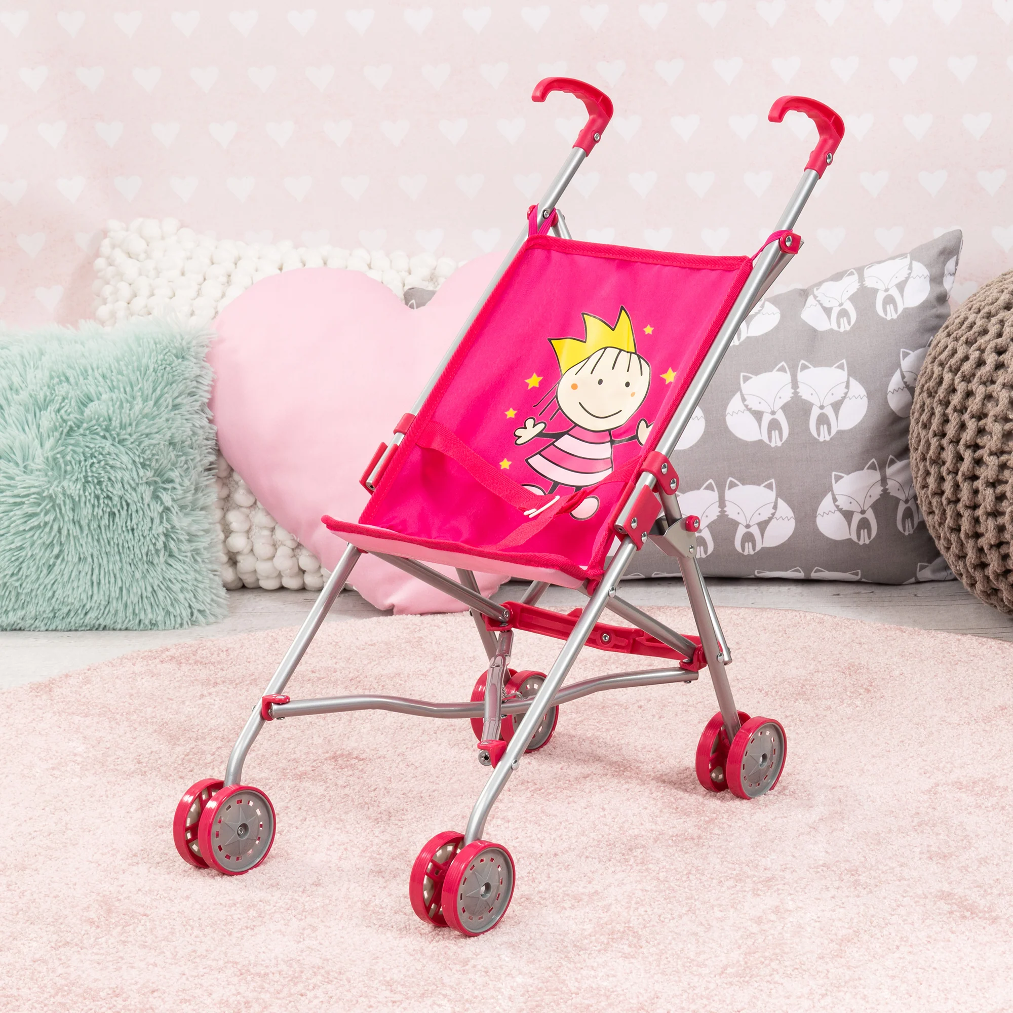 Bayer Design Princess Doll Buggy - Hot Pink, For Dolls Up To 18", Ideal for Kids Aged 3+ - Image 4
