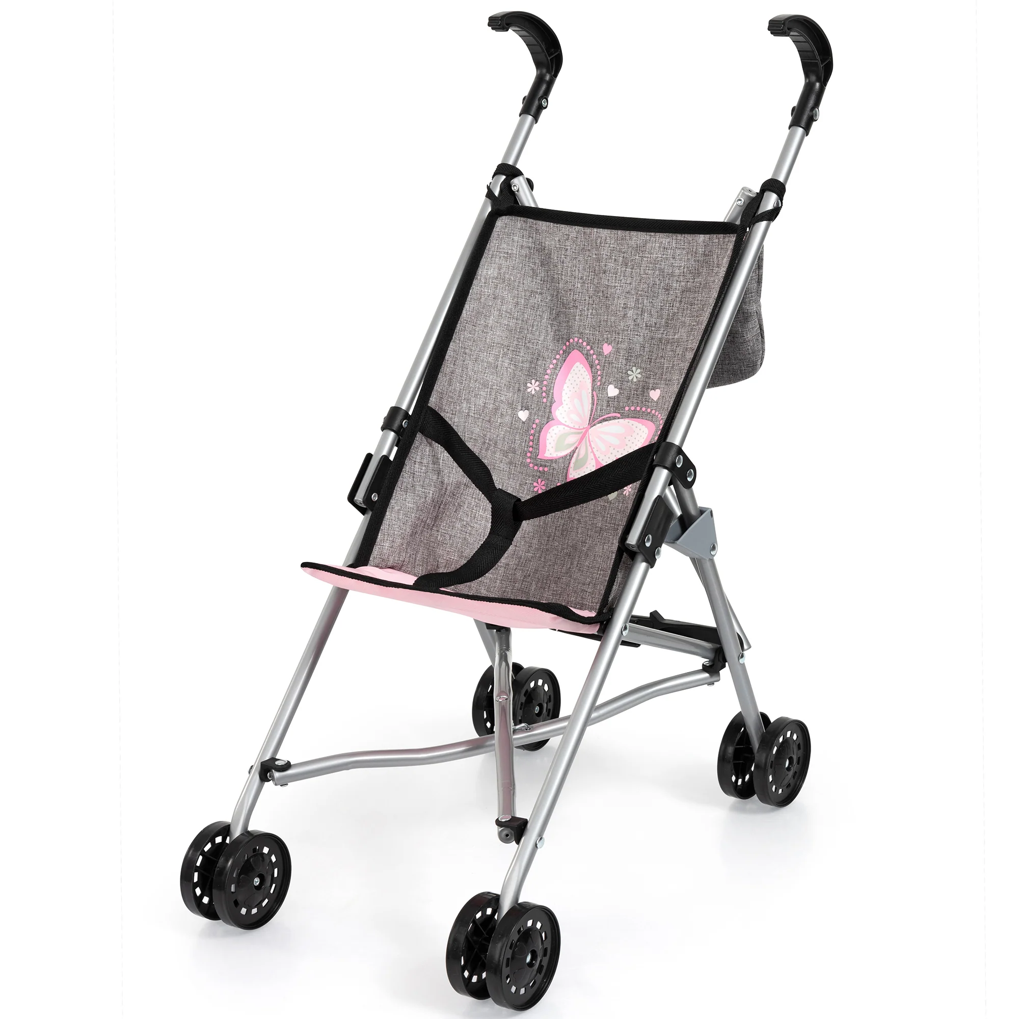 Bayer Design Doll Buggy Stroller With Butterfly Pattern And Storage Basket