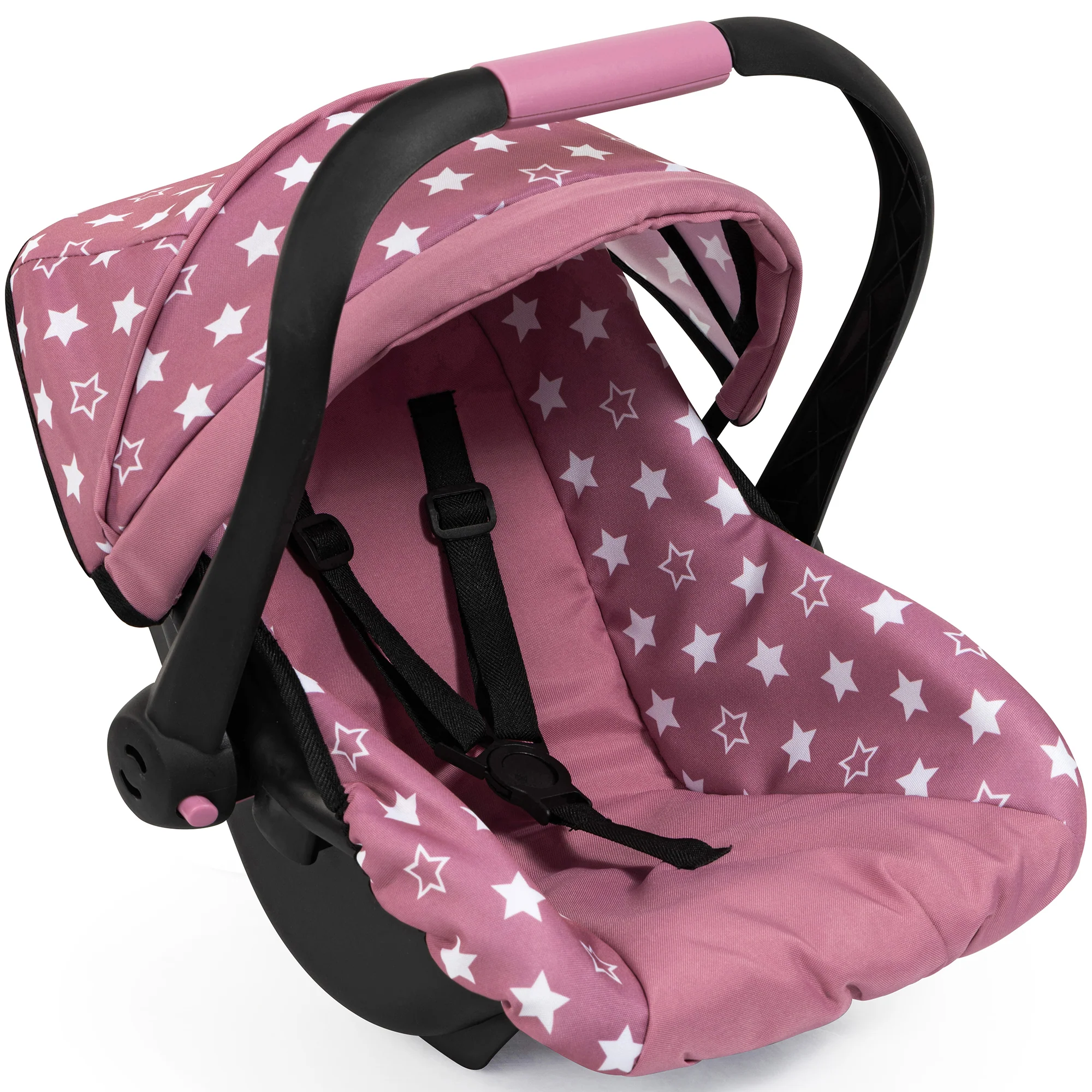 Bayer Design Deluxe Doll Car Seat With Canopy And Handle - Pink & Stars