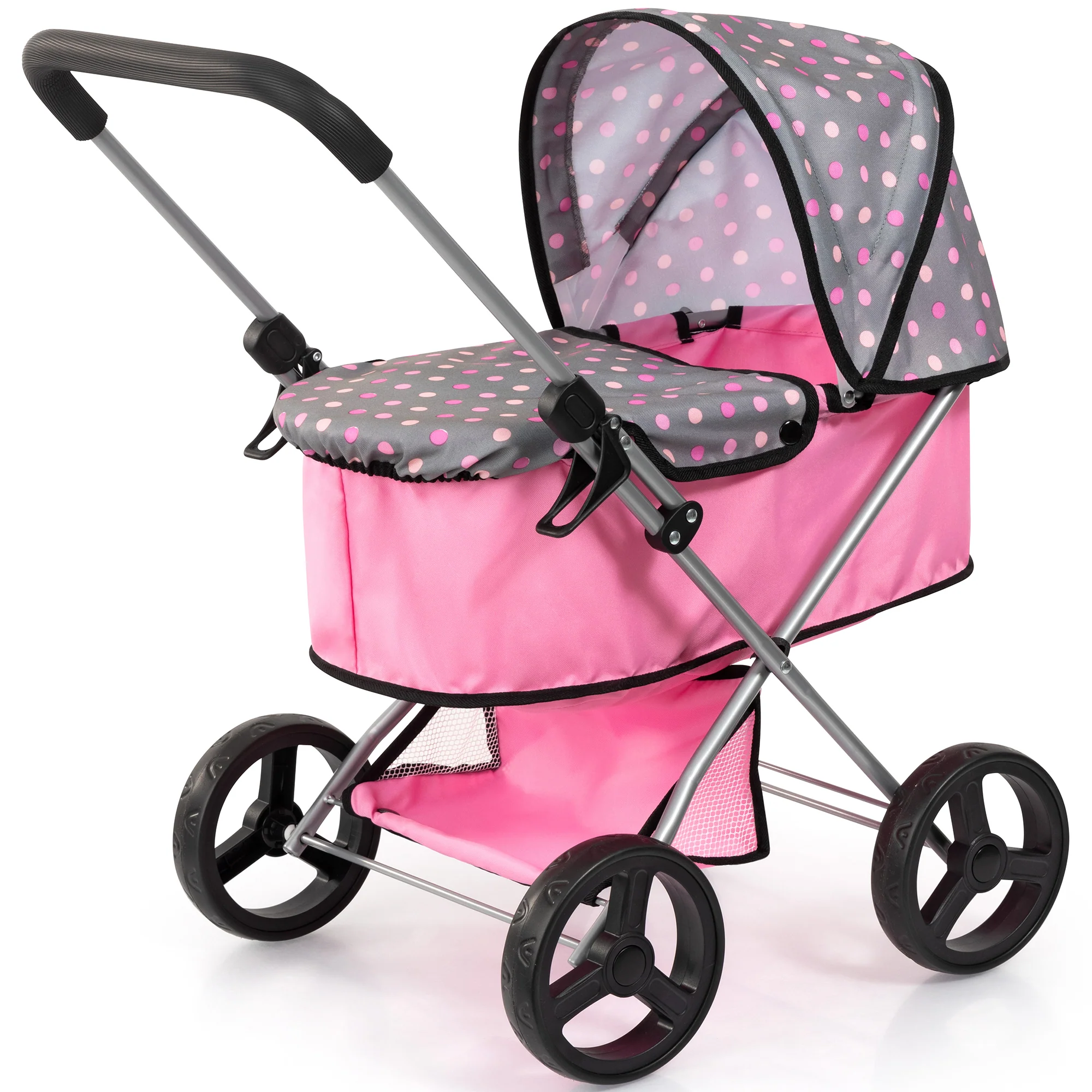 Bayer Design Doll Pram With Adjustable Handle And Shopping Basket