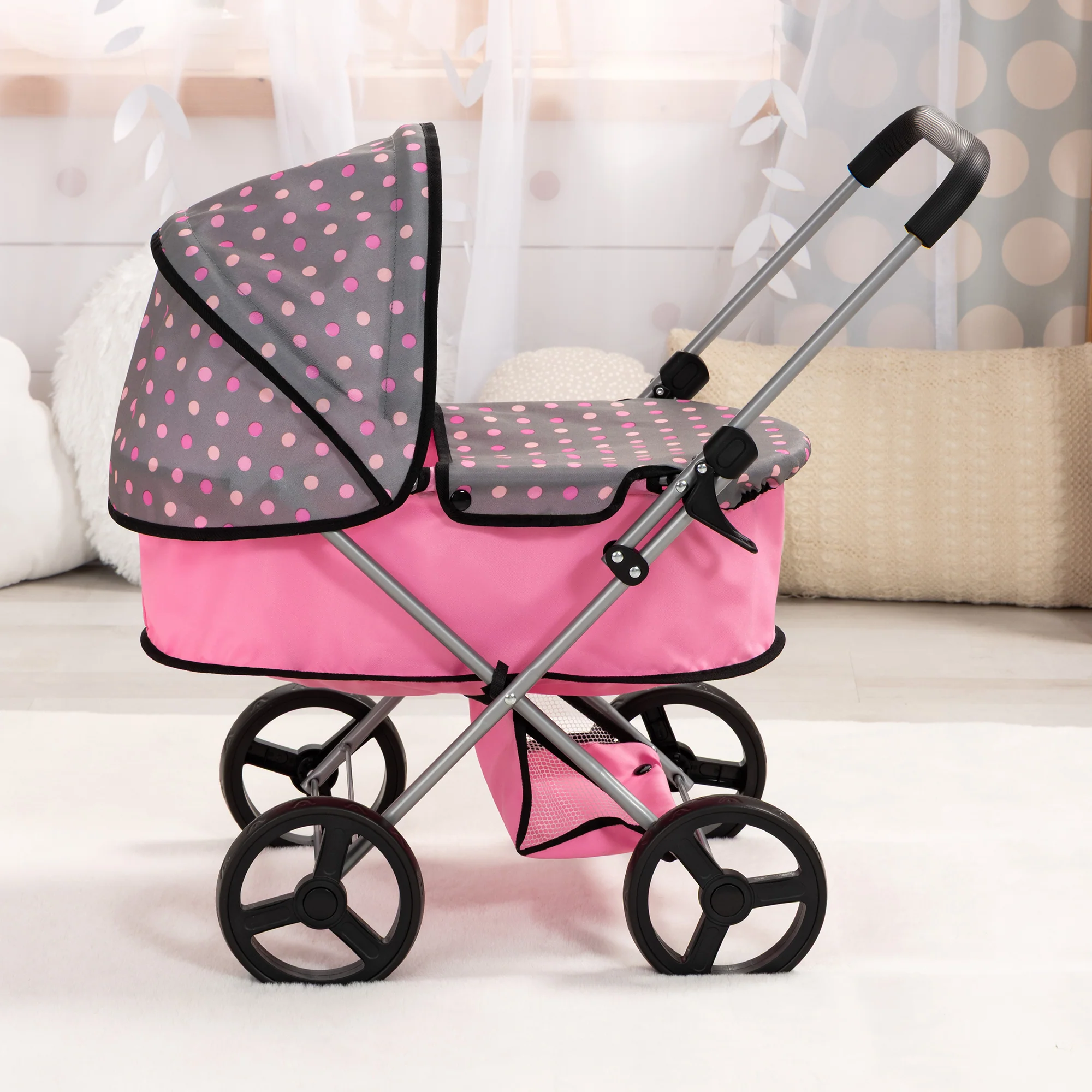 Bayer Design Doll Pram With Adjustable Handle And Shopping Basket - Image 5