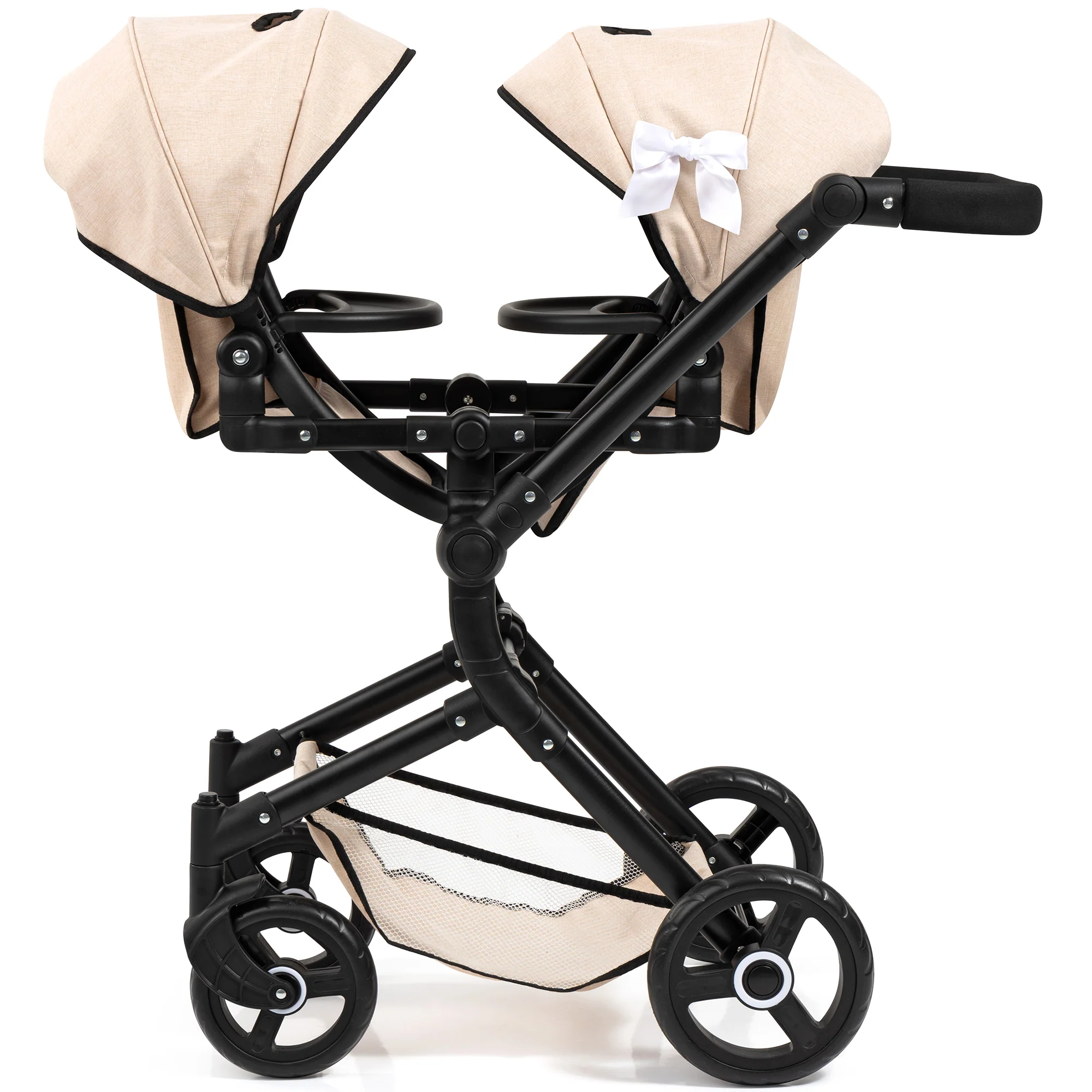 Bayer Design Twin Neo Tandem Doll Pram With Adjustable Handle And Shopping Basket - Image 3
