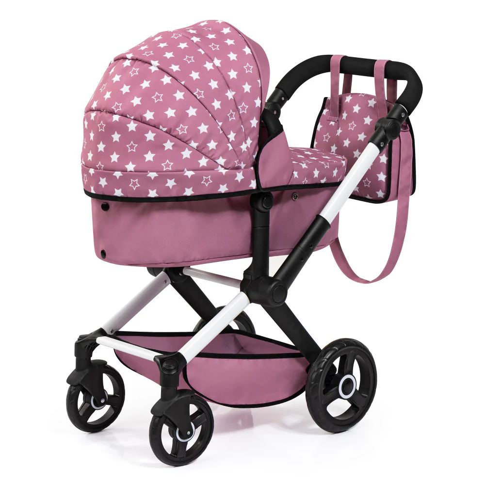 Bayer Design Xeo Pram Playset for Dolls - Pink, White, Stars - Image 2