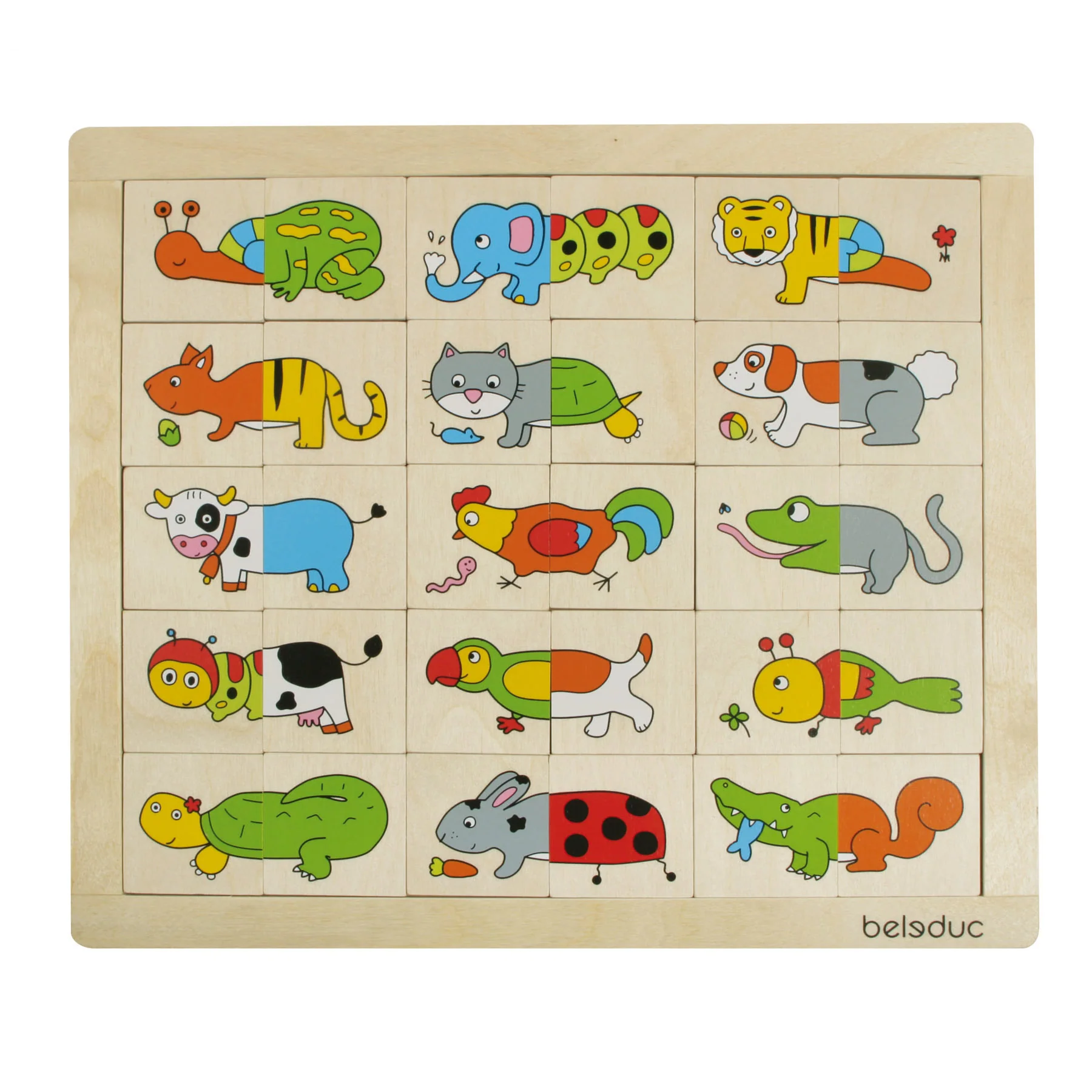 Beleduc Match & Mix Wooden Animal Puzzle - Memory & Creativity Game - Image 2