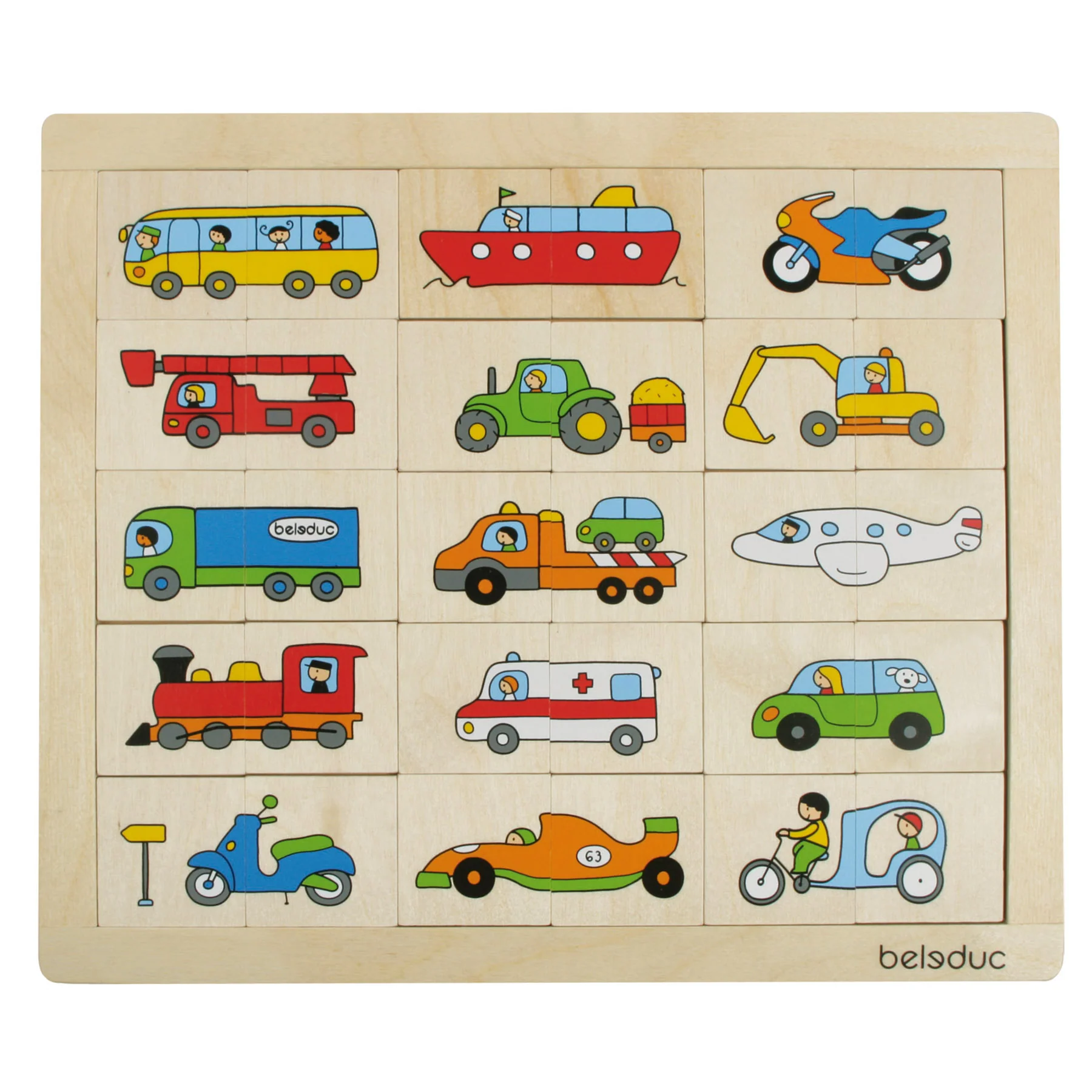 Beleduc Match & Mix Transport Wooden Puzzle - 30 pc - Image 2