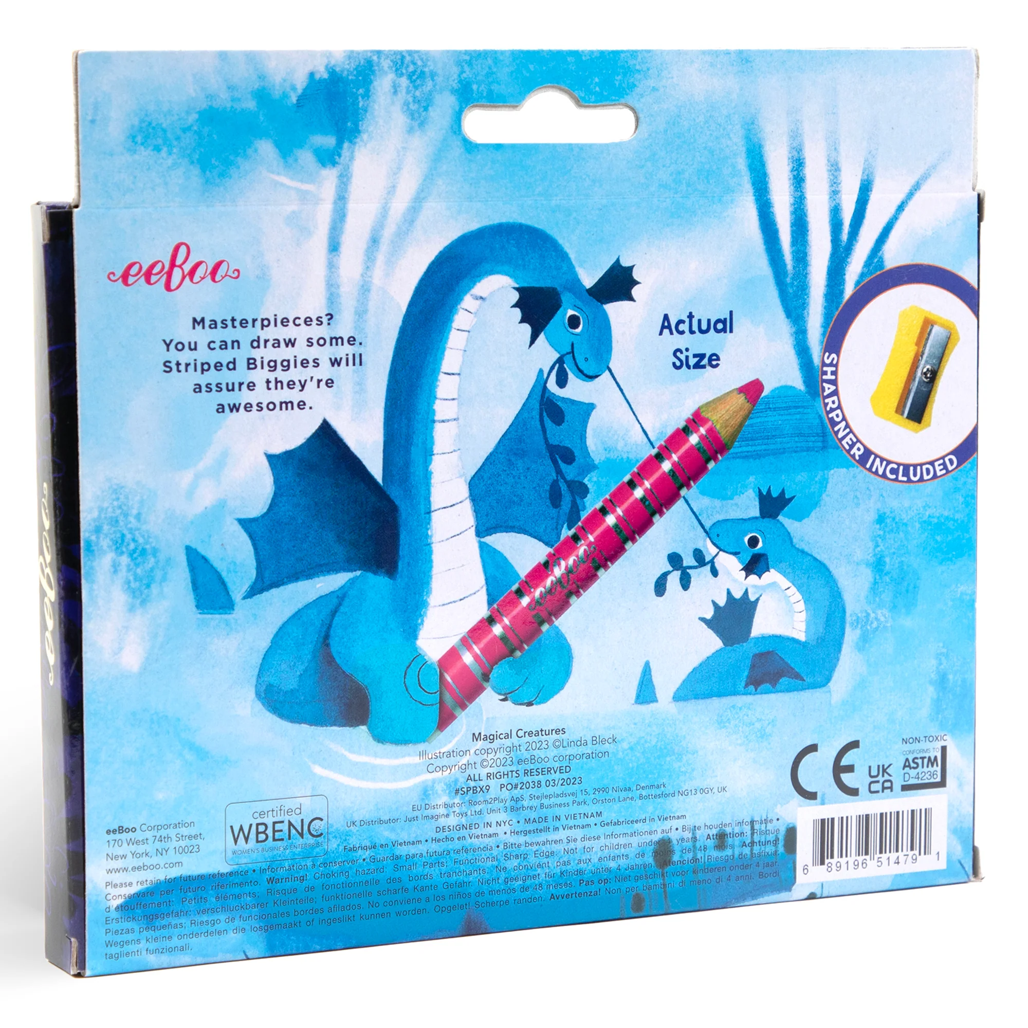 eeBoo Magical Creatures Biggies Color Pencils 12-Piece Set With Fluorescent And Metallic Colors - Image 2