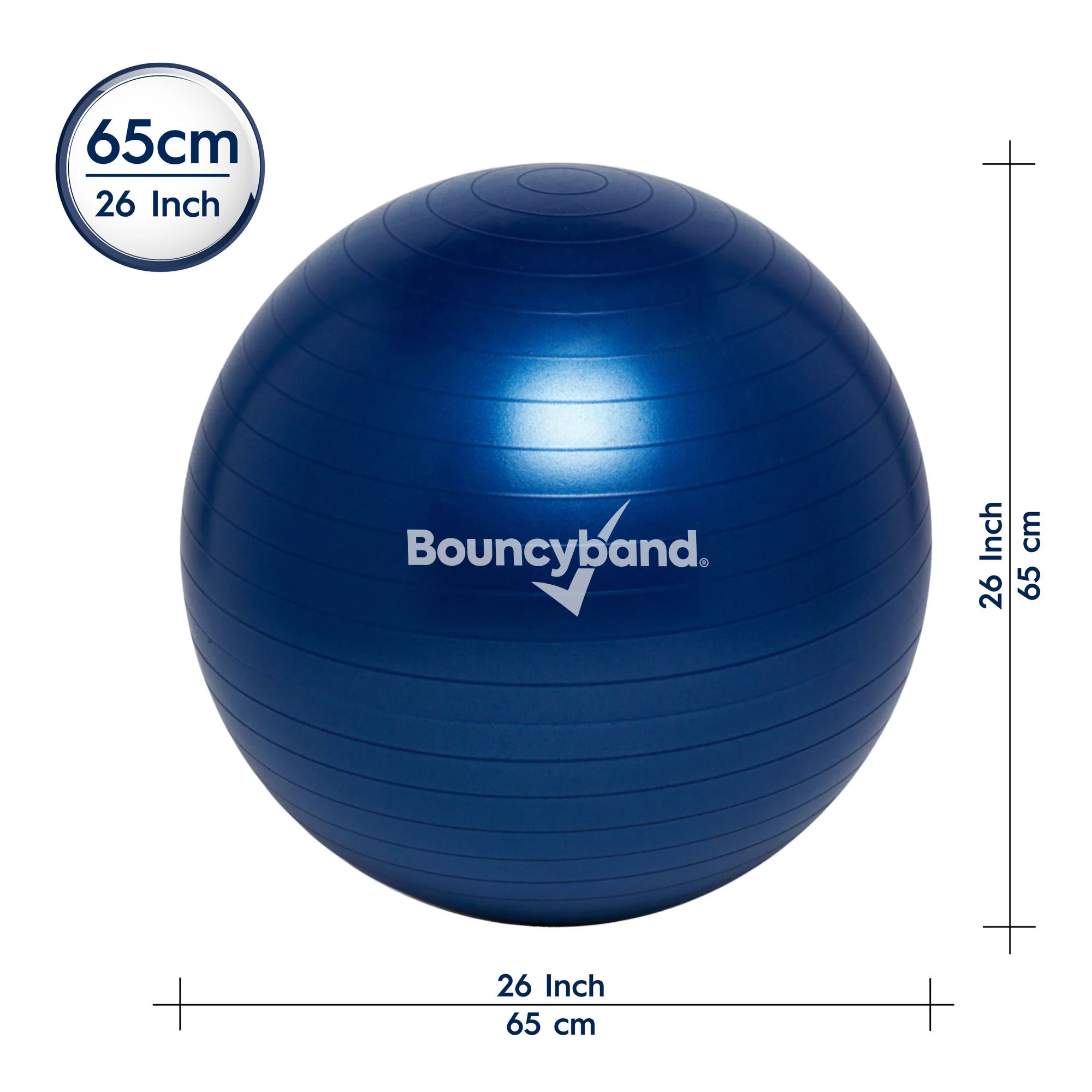Bouncyband Anti-Burst Balance Ball, 65cm, Non-Slip, Blue - Image 4