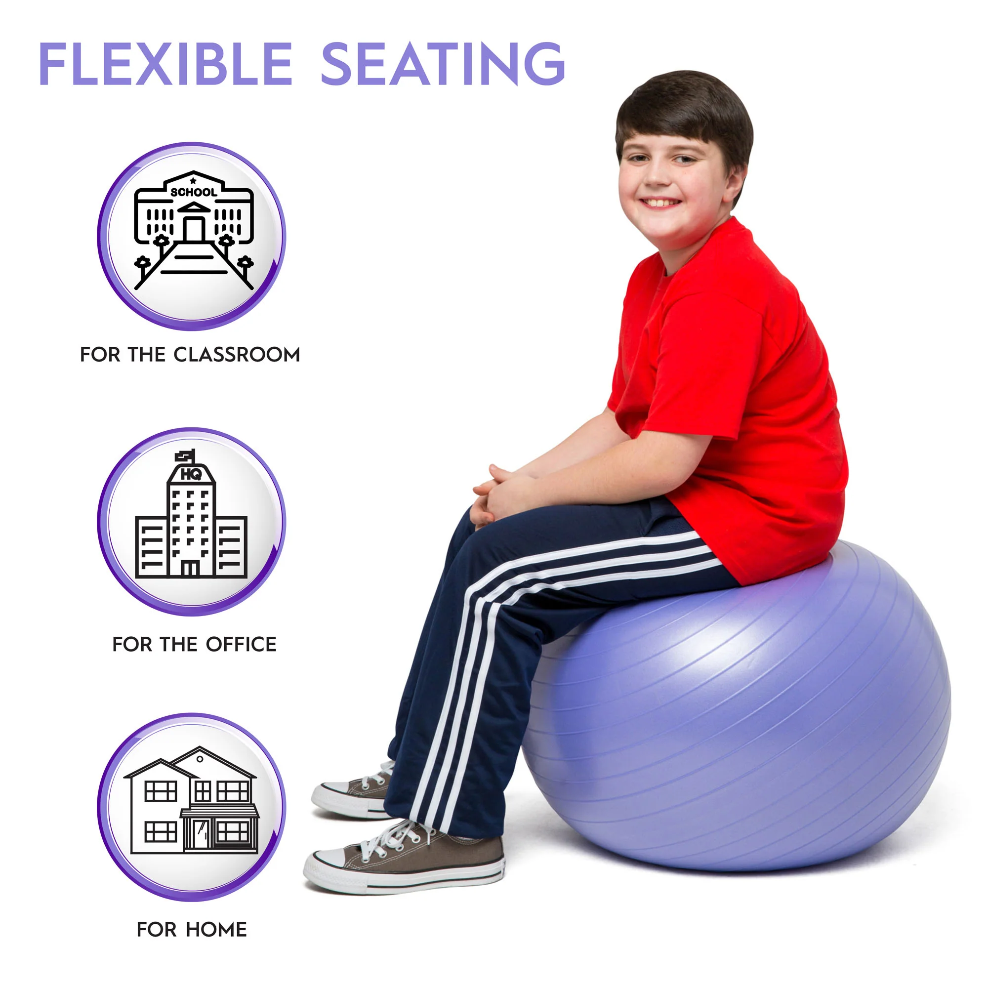 Bouncyband® Balance Ball, 55cm, Purple - Focus & Fitness Enhancer - Image 7