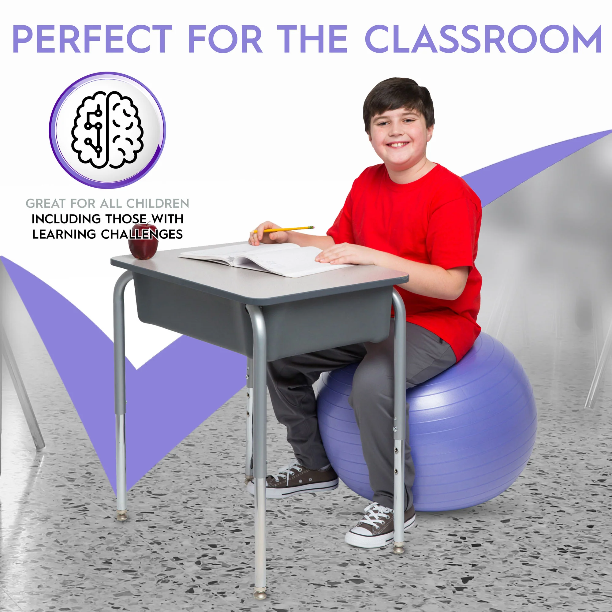 Bouncyband® Balance Ball, 55cm, Purple - Focus & Fitness Enhancer - Image 9
