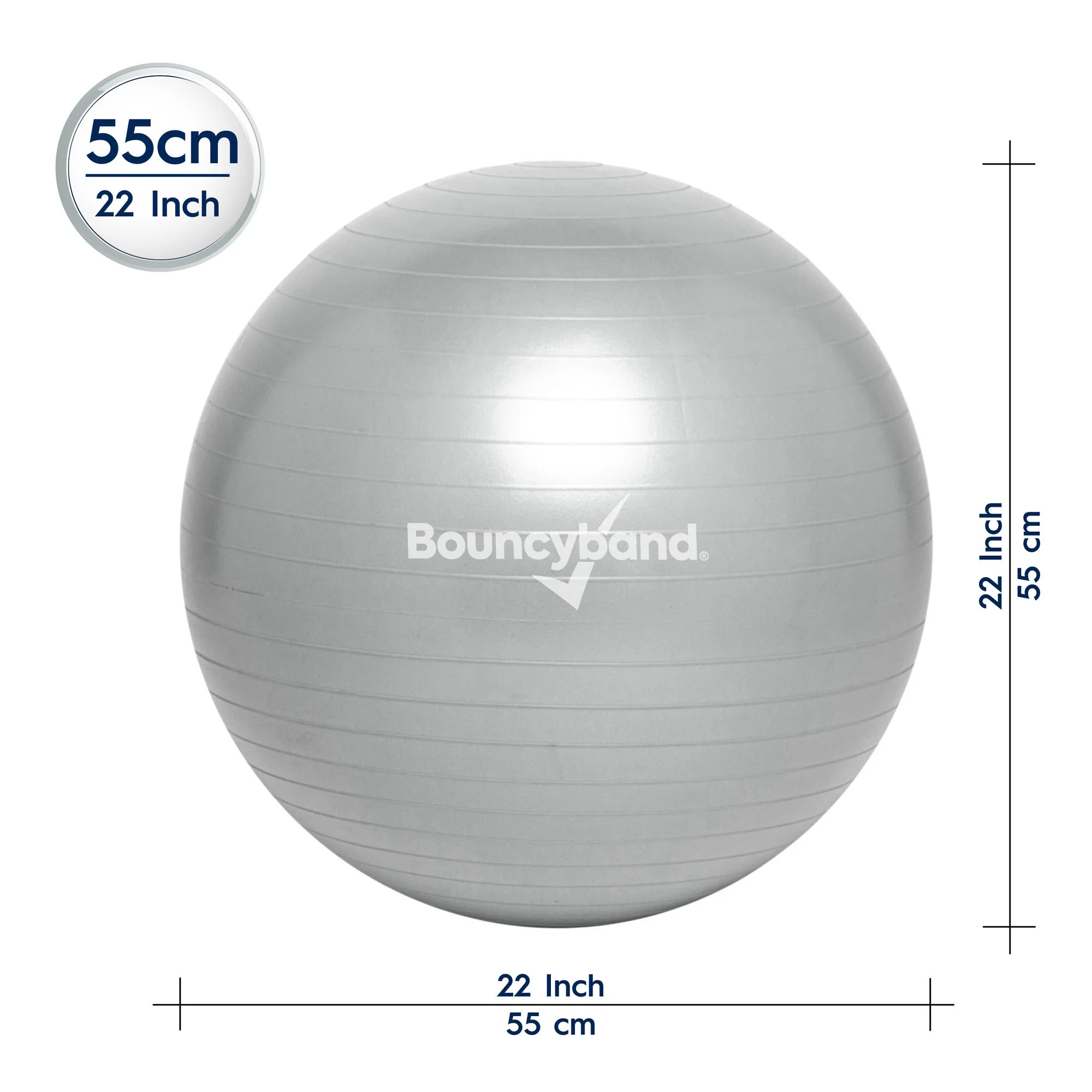 Bouncyband Balance Ball 55cm - Dynamic Silver Seating - Image 6