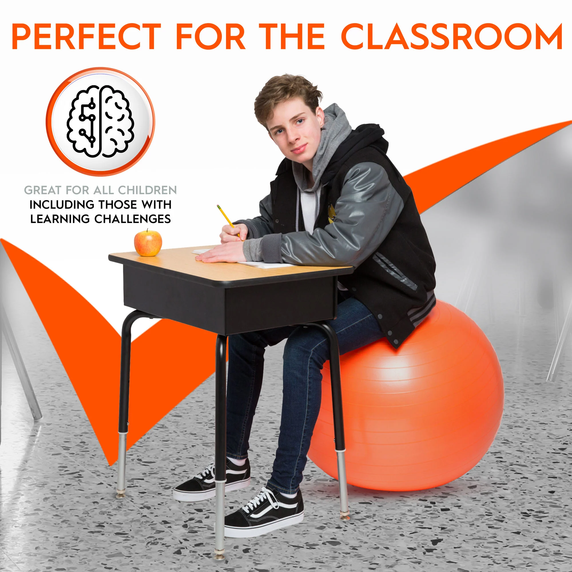 Bouncyband Balance Ball Chair, 65cm - Energizing Orange - Image 9